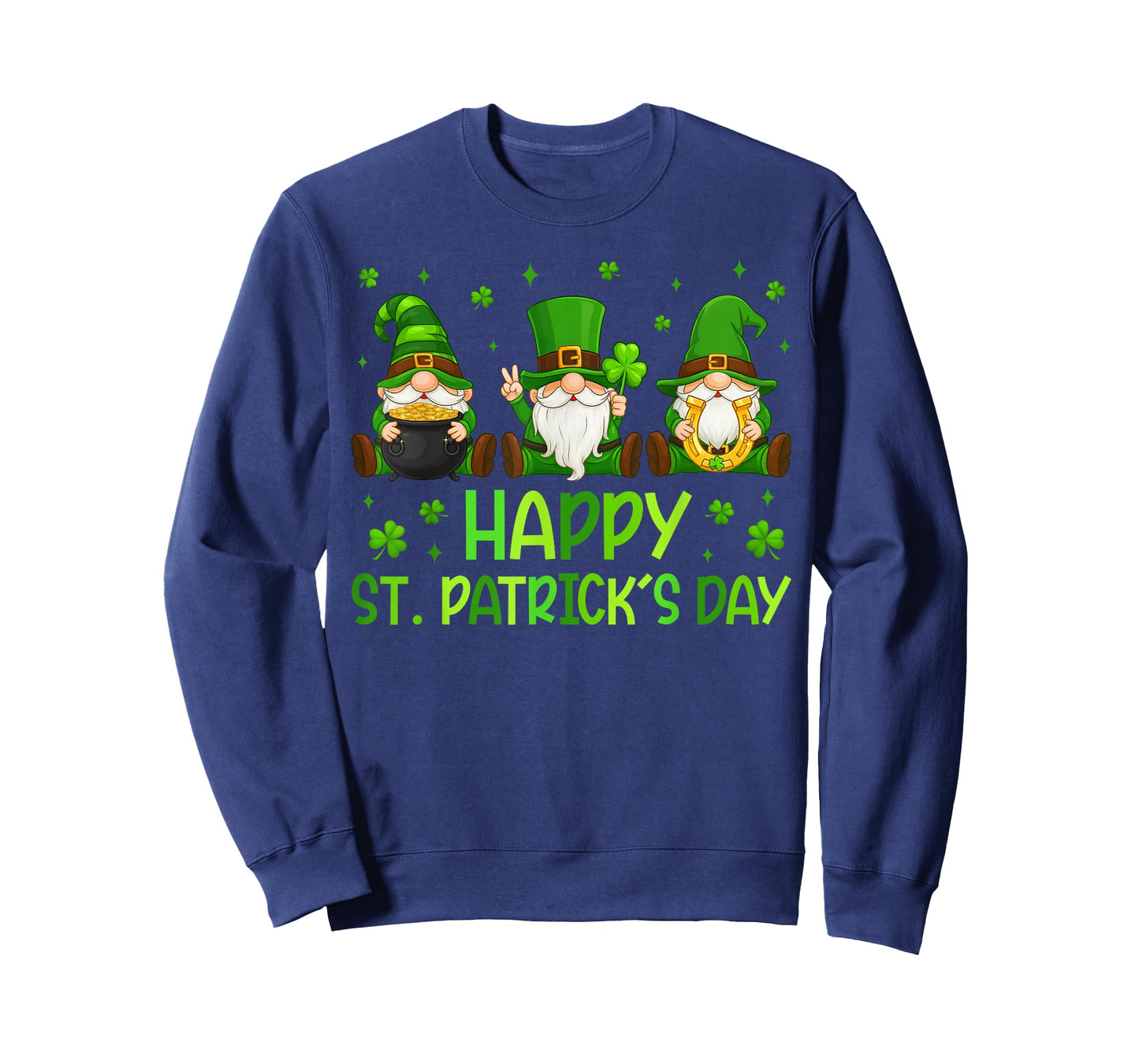 Three Gnomes Holding Shamrock Happy St Patrick's Day Women T-Shirt