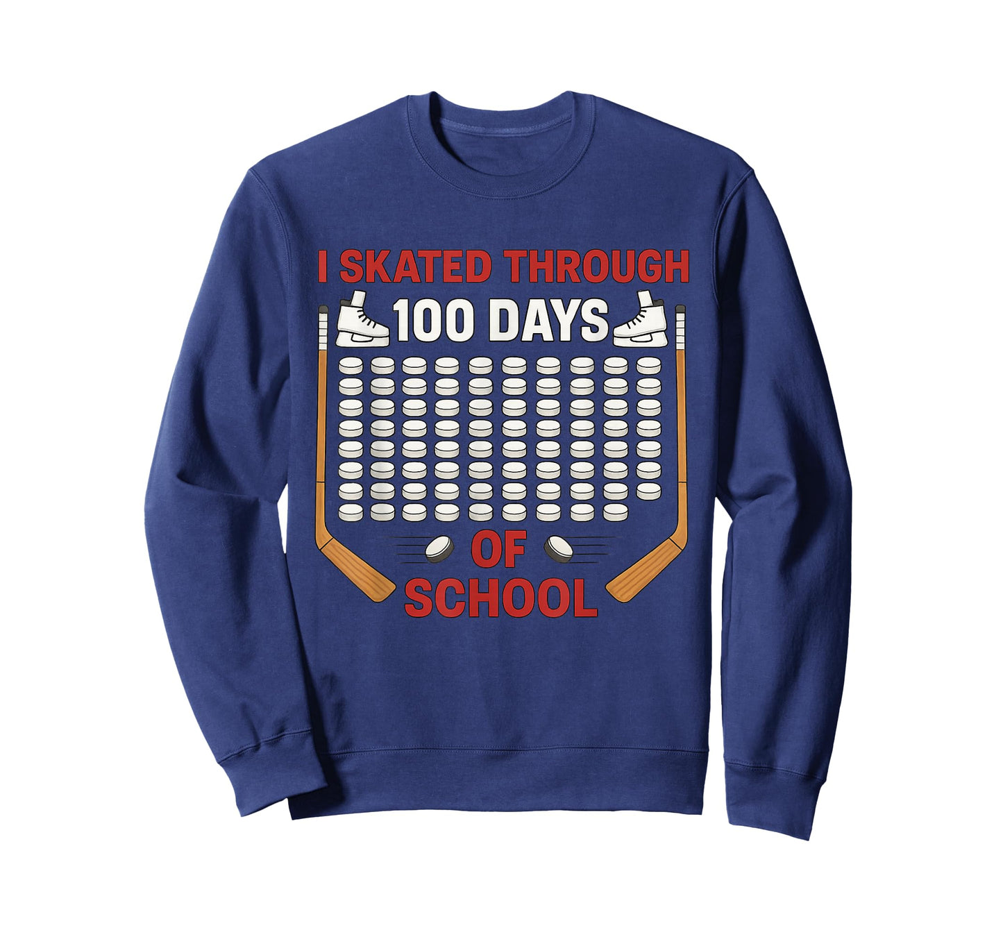 I Skated Through 100 Days of School Ice Hockey Fan 100th Day T-Shirt