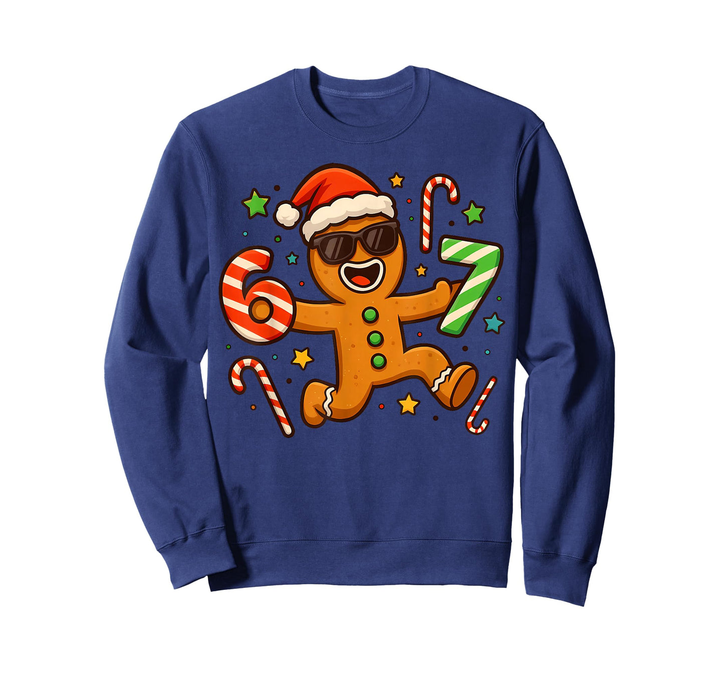 Funny Gingerbread Six Seven 67 Candy Cane Christmas Boys T-Shirt