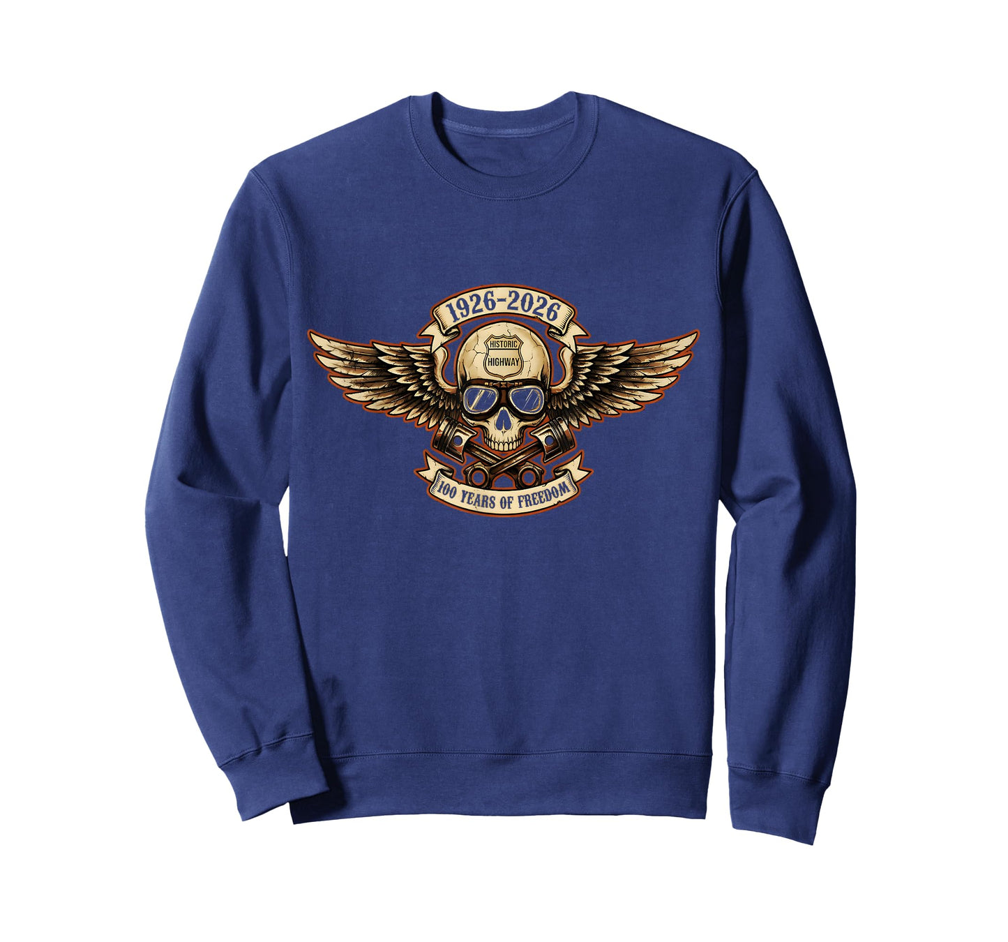 1926-2026 100 Years Freedom Biker Skull Motorcycle Wings T-Shirt