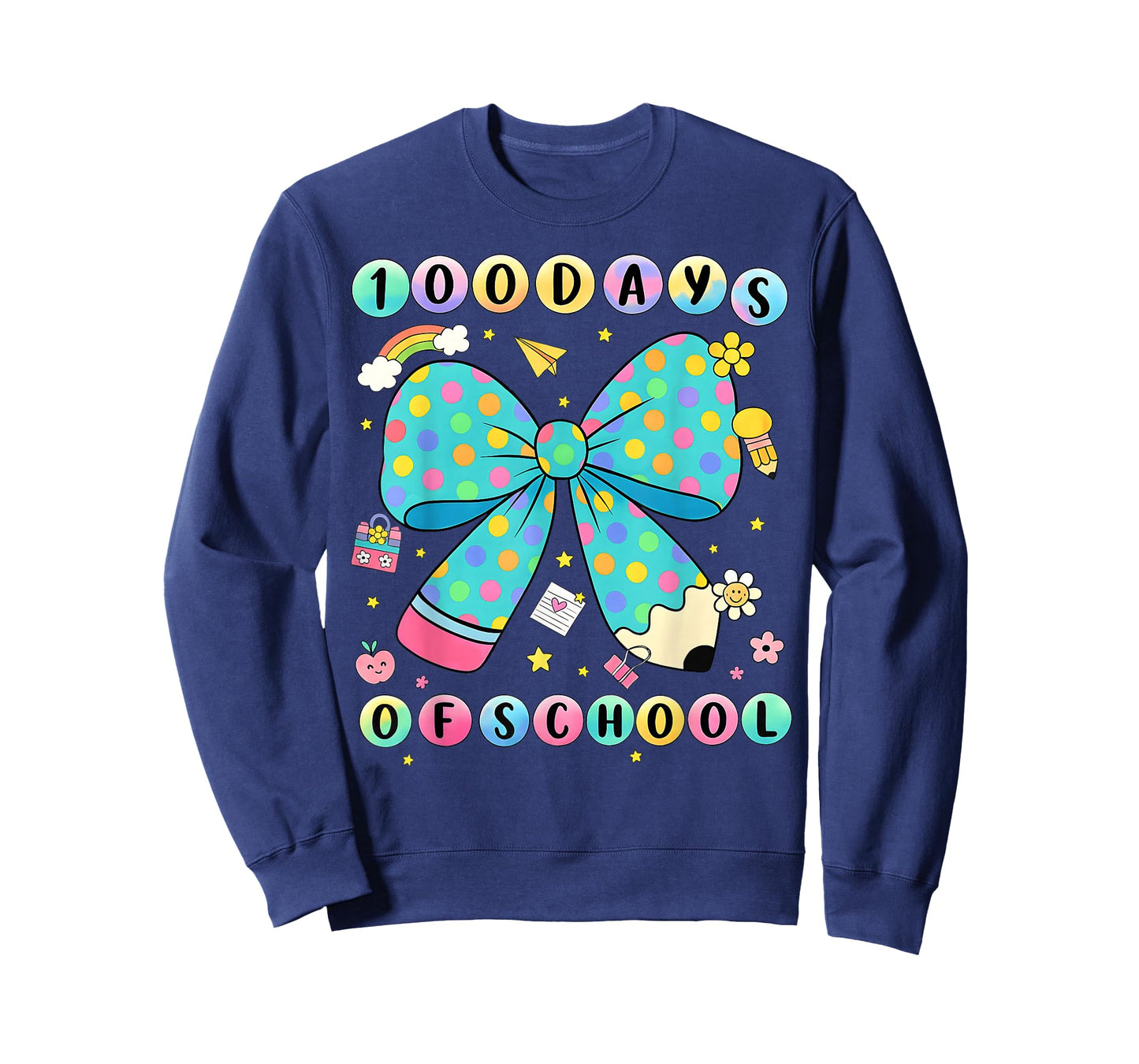 100th Day of School Pencil Dot Coquette Bow Teacher Girls T-Shirt