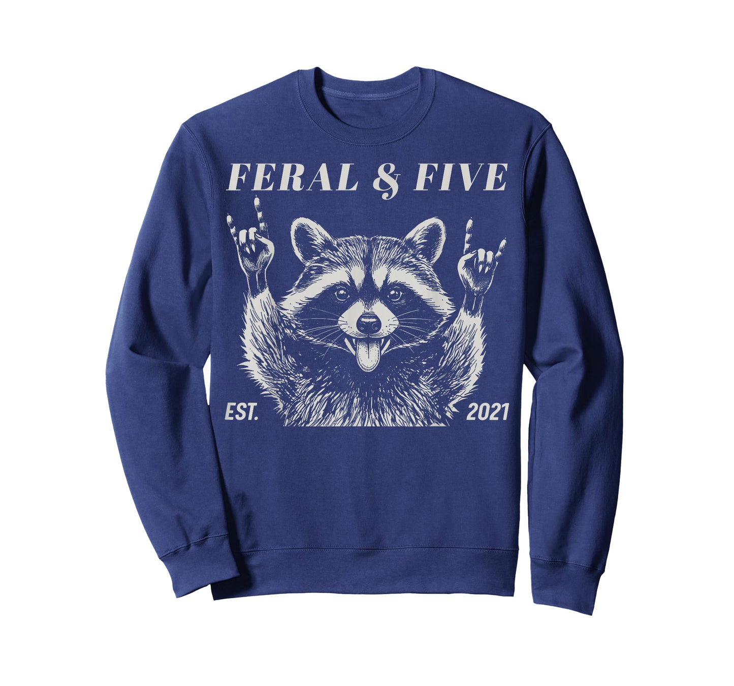 Feral and Five Raccoon Funny 5th Birthday Girls Boys Kids T-Shirt
