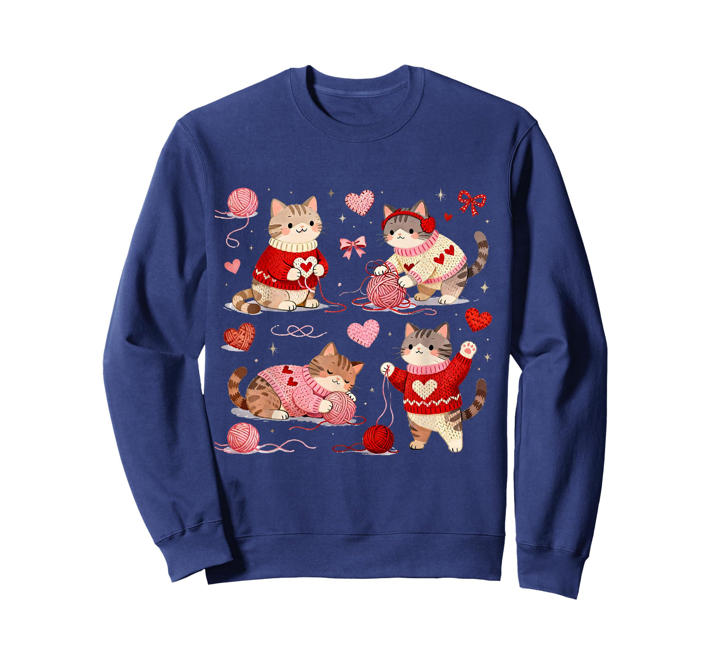 Happy Valentine Cute Crochet Cat Love Design T-Shirt