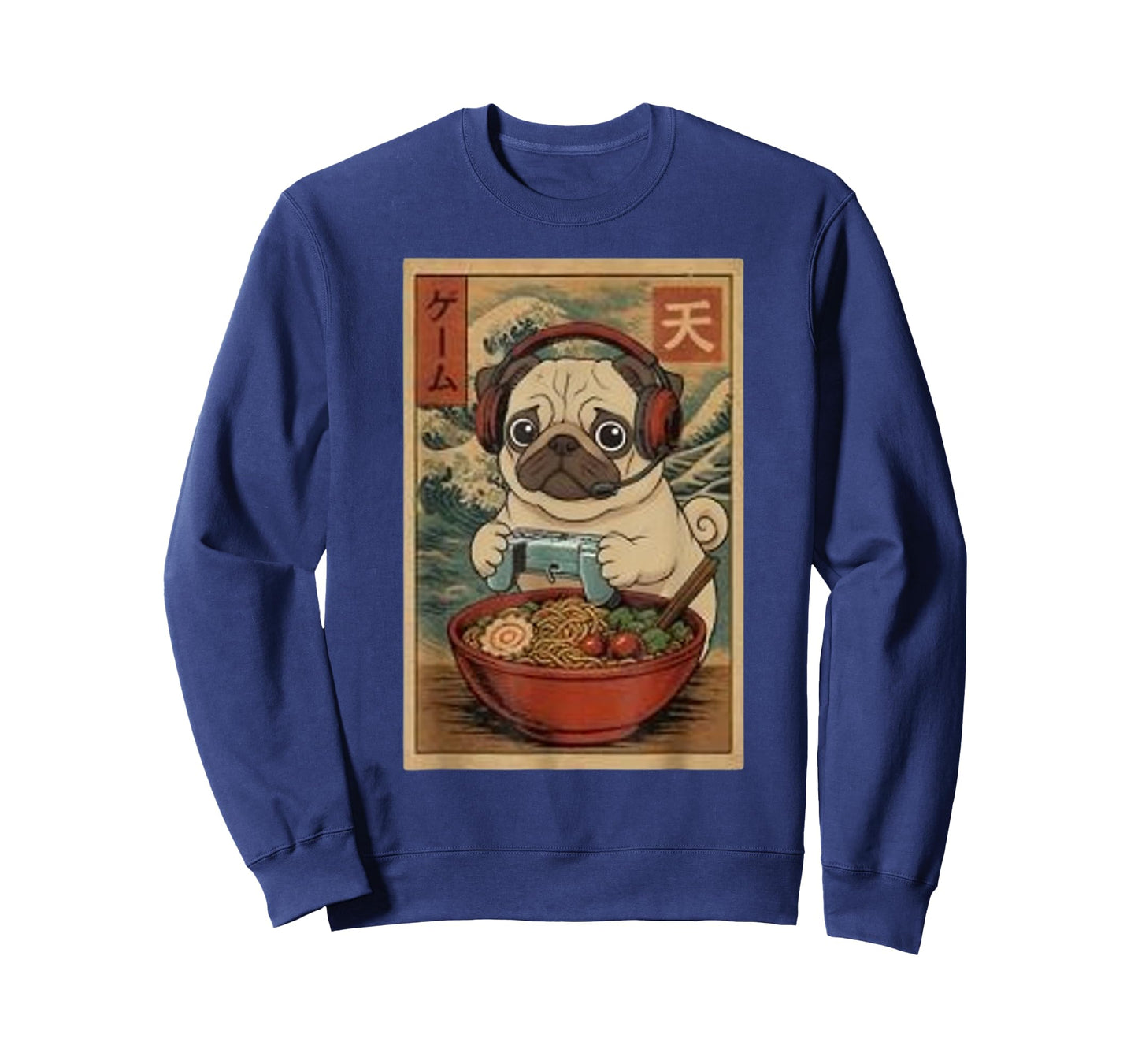 Gamer Pug Funny Ramen Retro Japanese Pug Gaming T-Shirt