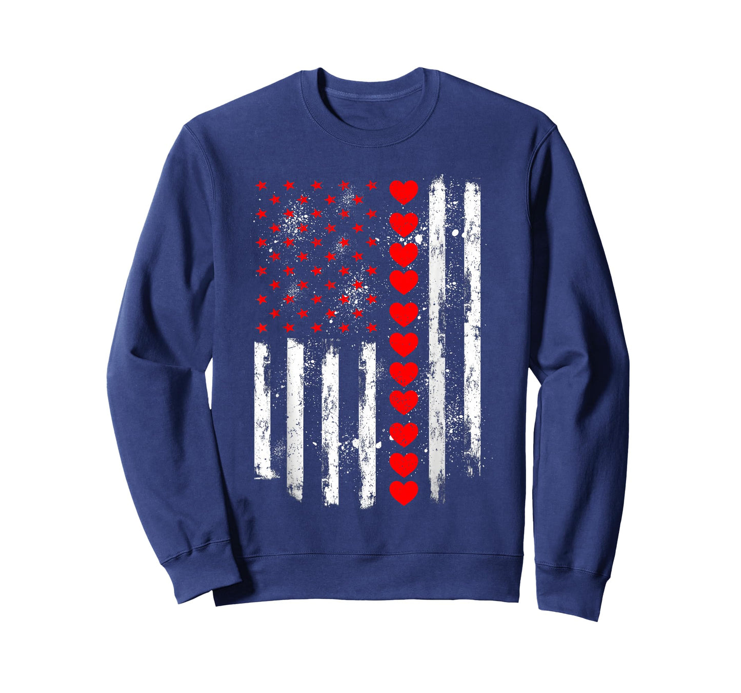 Retro Love Heart Graphic USA American Flag Valentine Men T-Shirt