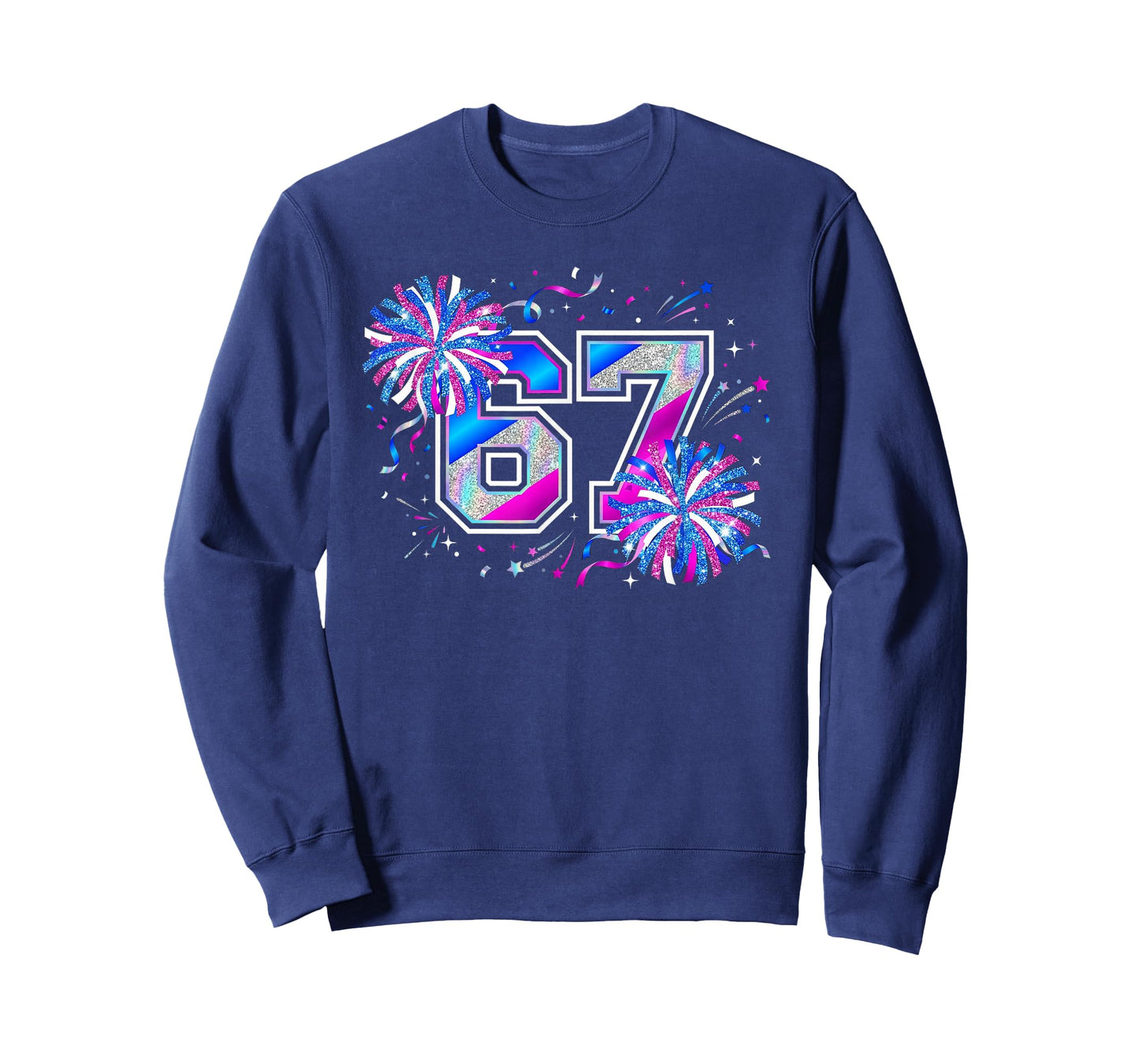 Number 67 Meme Cheer Pep Rallies Pompom Funny Six Seven T-Shirt