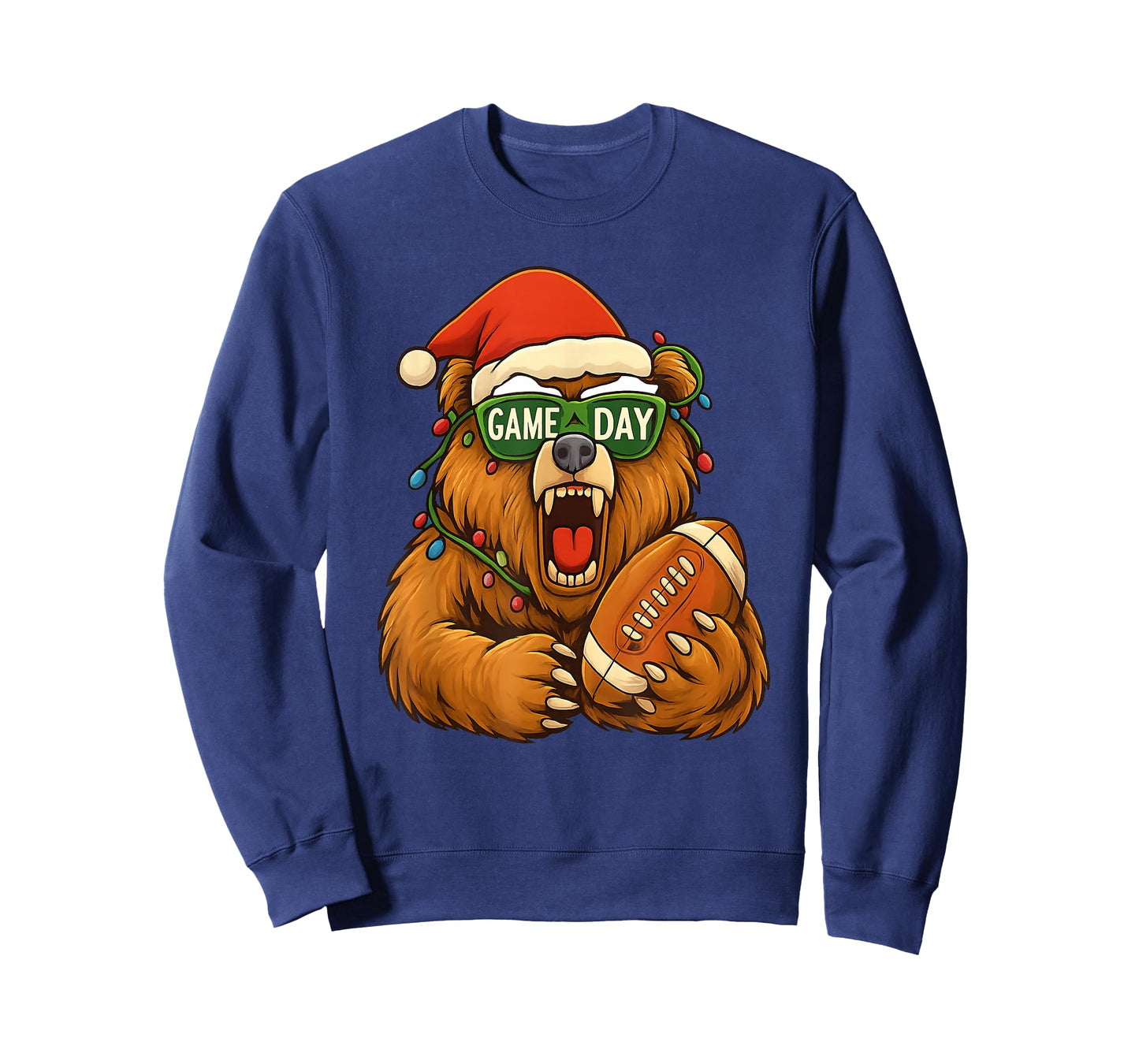 Funny Football Bear Christmas Game Day Shirt Vintage Fans T-Shirt