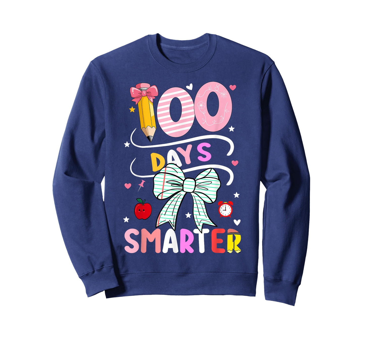 100 Days of School 100 Days Smarter Coquette Bow Girls Women T-Shirt