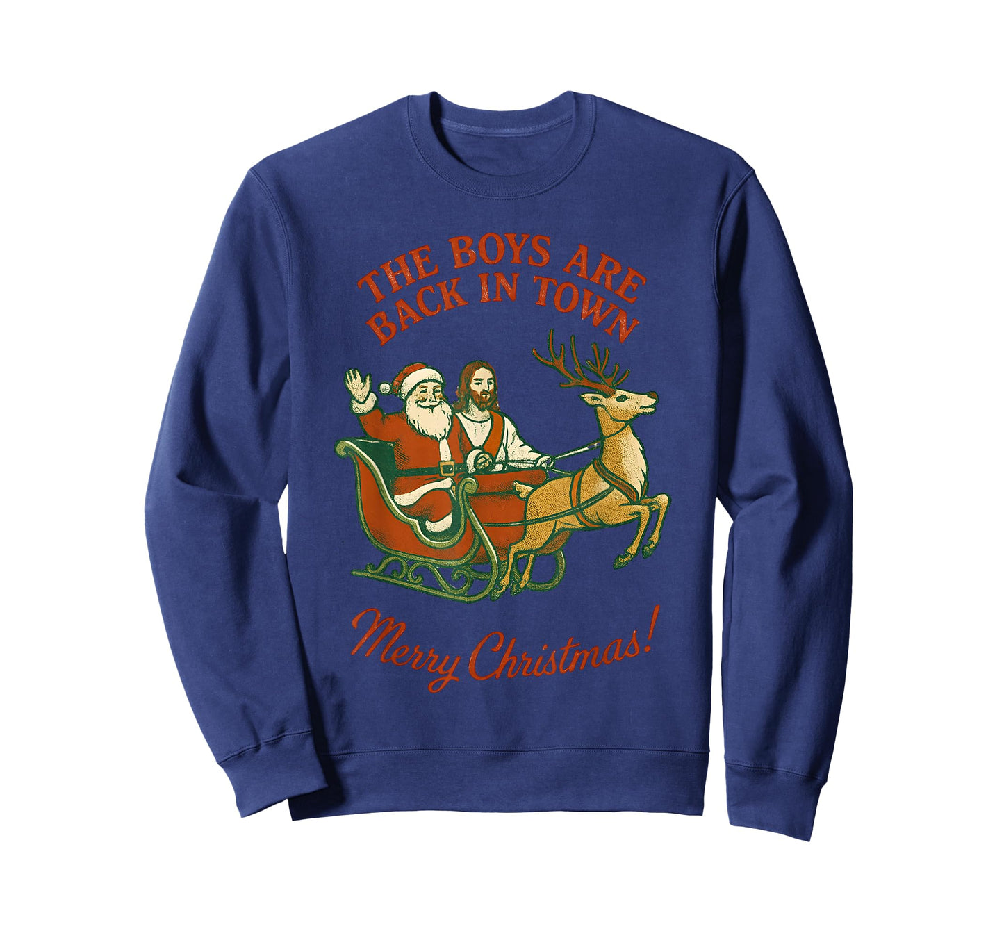 The Boys are Back in Town Christmas Jesus and Santa Vintage T-Shirt