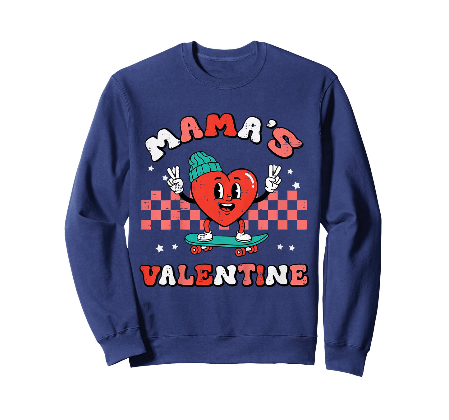 Kids Mamas Valentine Heart Skate Valentines Day Toddler Boys Kids T-Shirt