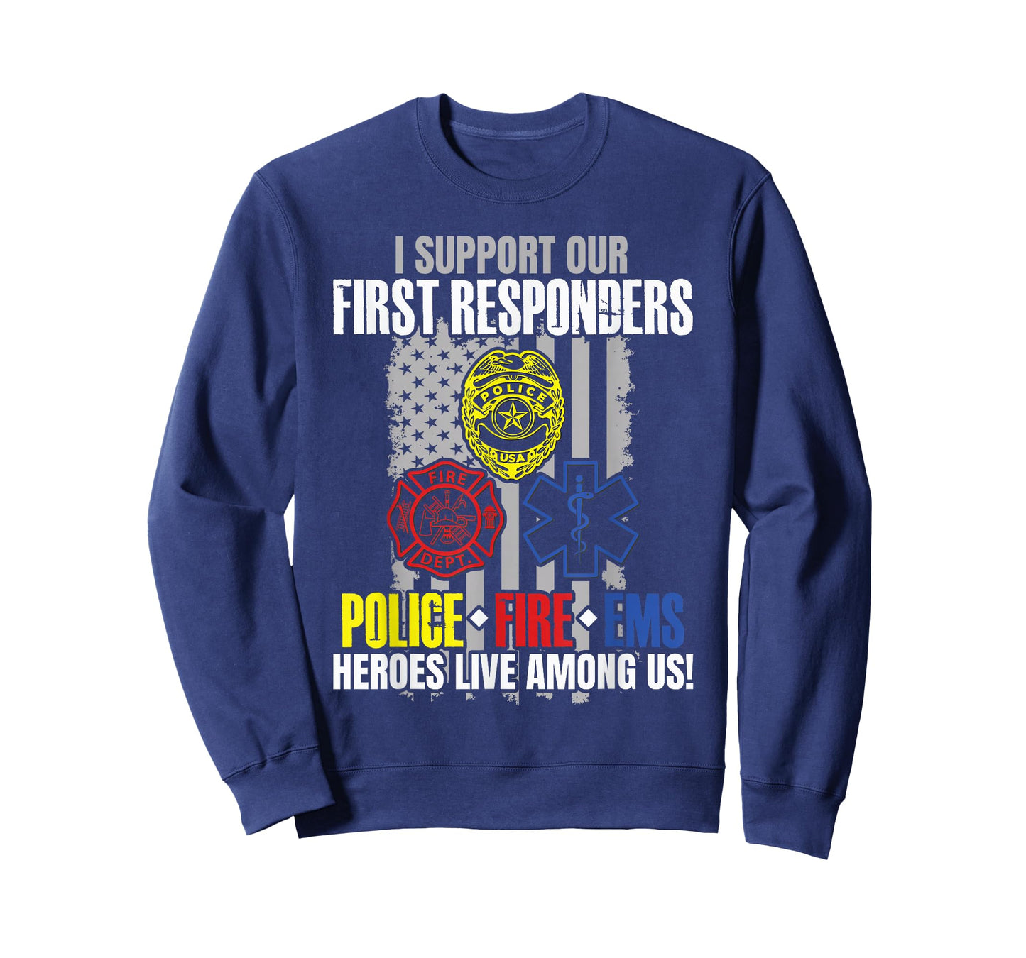 First Responders American Thin Line Police Fire Military EMS T-Shirt