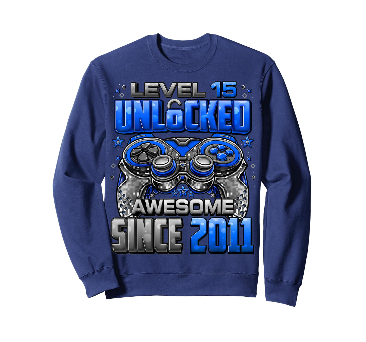Level 15 Unlocked Awesome Since 2011 15th Birthday Gaming T-Shirt