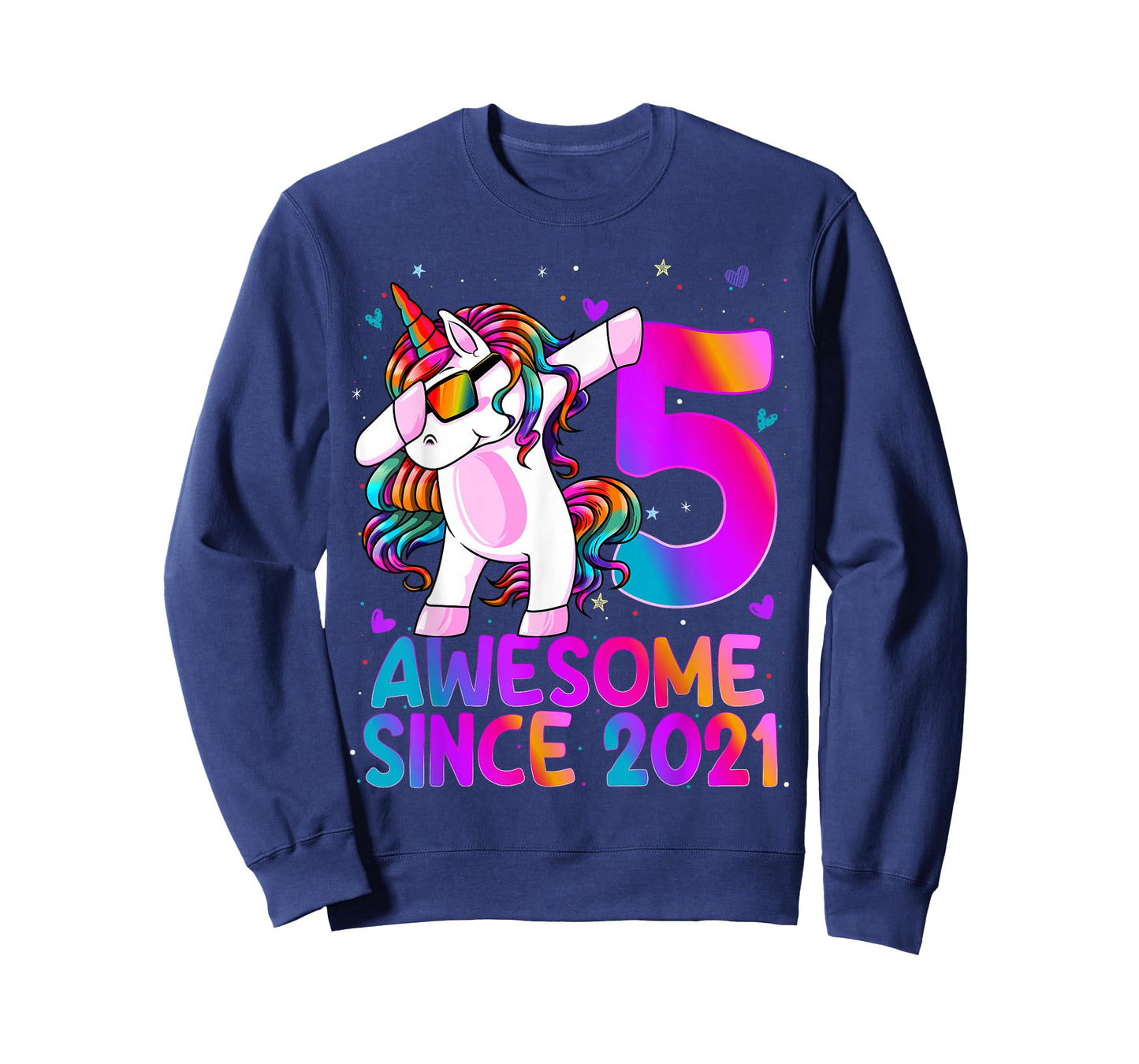 5 Year Old Girl Awesome Since 2021 Unicorn 5th Birthday Girl T-Shirt