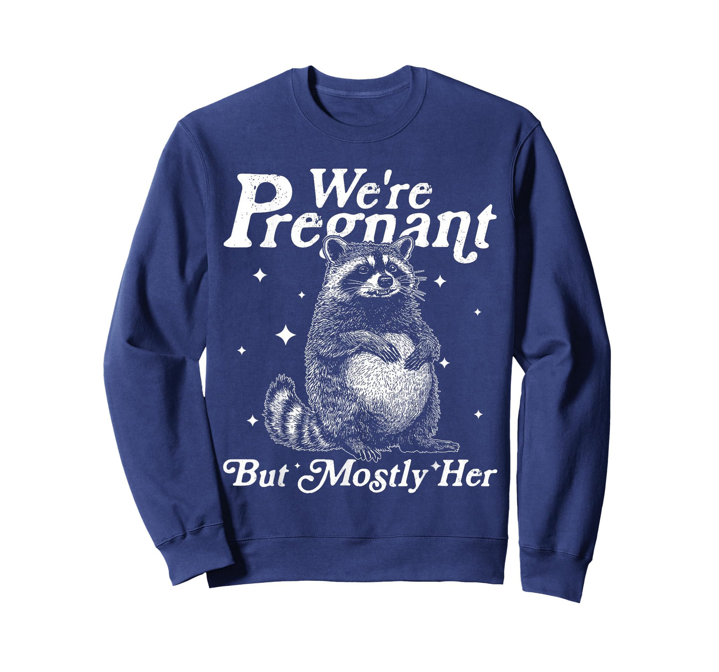 Vintage We're Pregnant But Mostly Her Funny Raccoon Matching T-Shirt