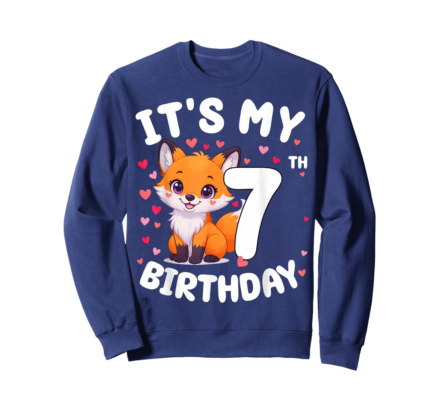 Fox Animal Lovers 7th Birthday Girl Fox B-Day 7 Years Old T-Shirt