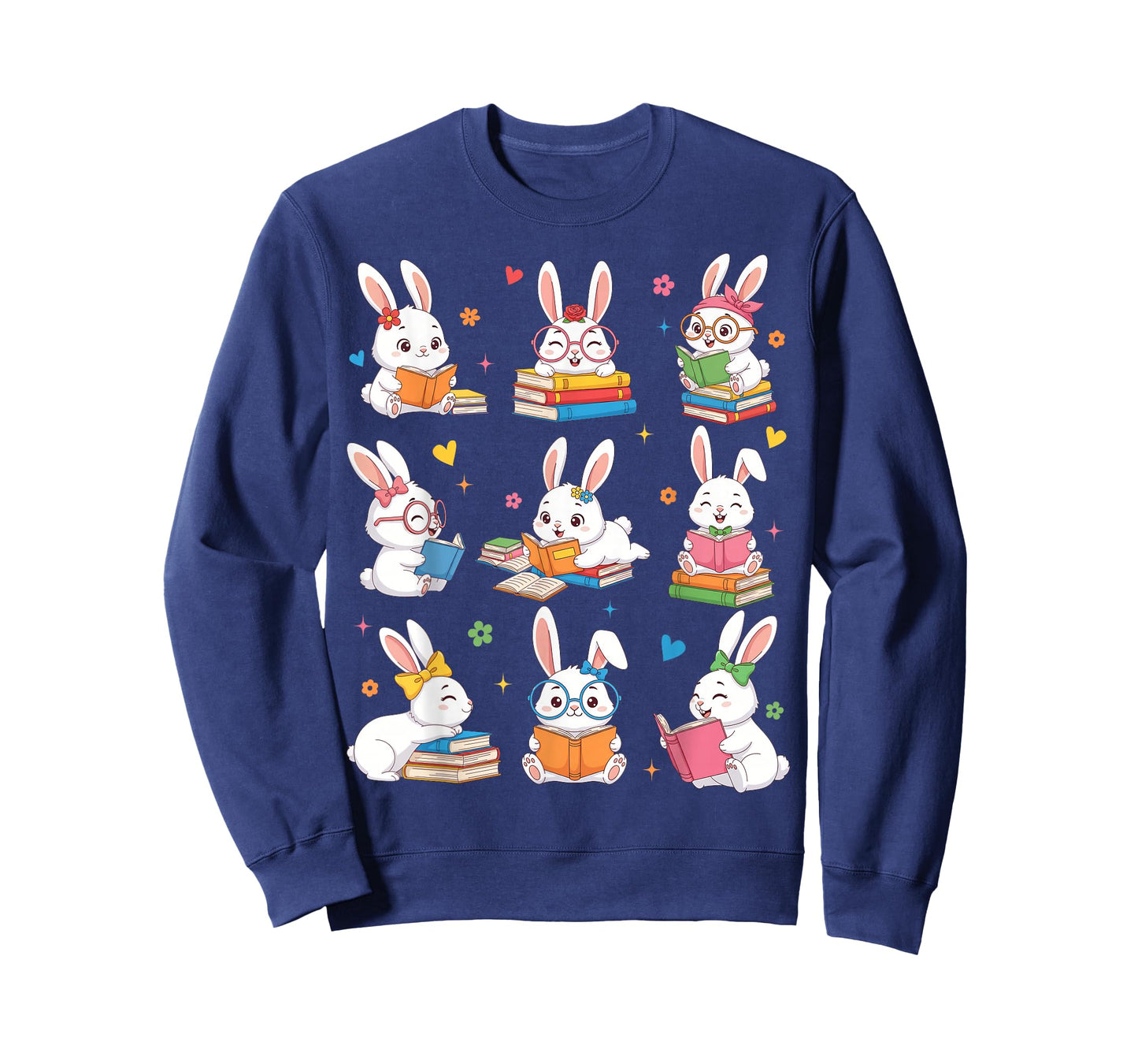 Easter Teacher Cute Bunny Reading Books Bookworm Women Girl T-Shirt