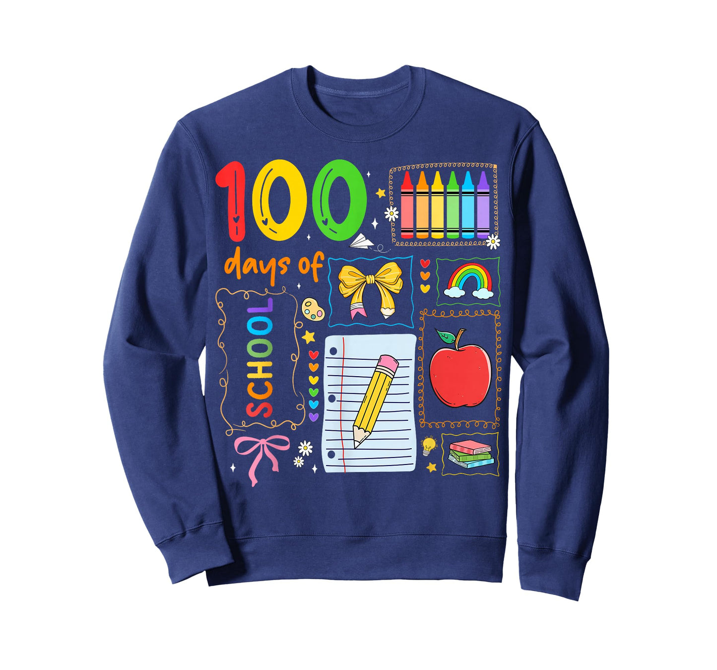 100 Days of School Doodles 100th Day of School Boys Girls T-Shirt