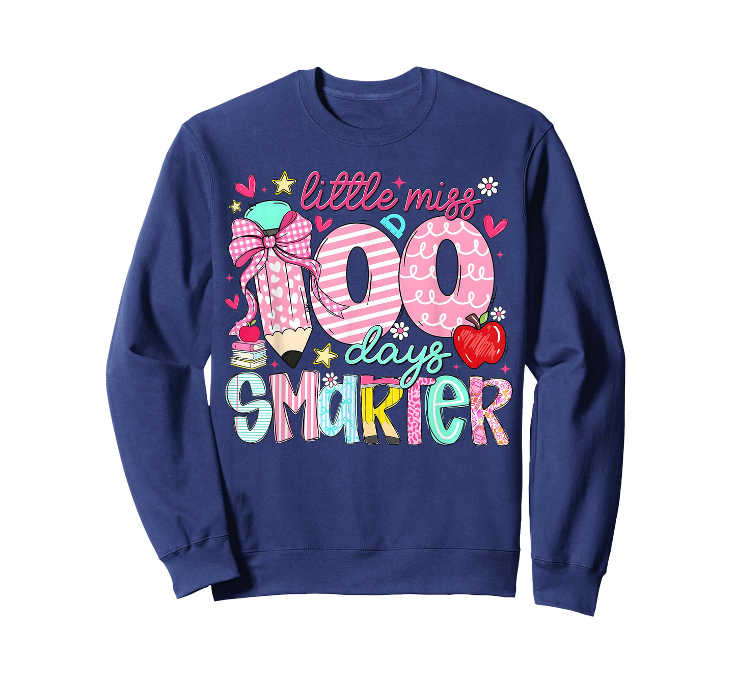 100 Days of School Little Miss 100 Days Smarter Pencil Bow T-Shirt