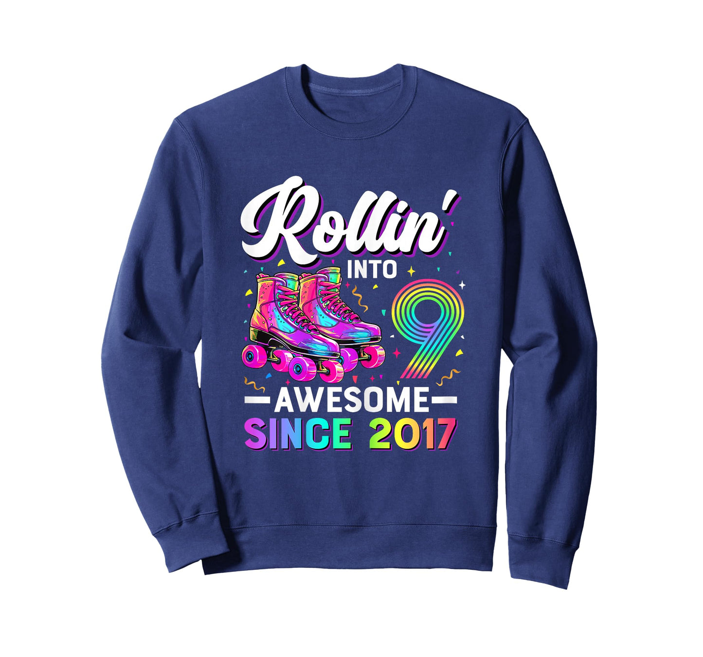 9th Birthday Shirt Girl Nine 9 Year Old Roller Skate Skating T-Shirt
