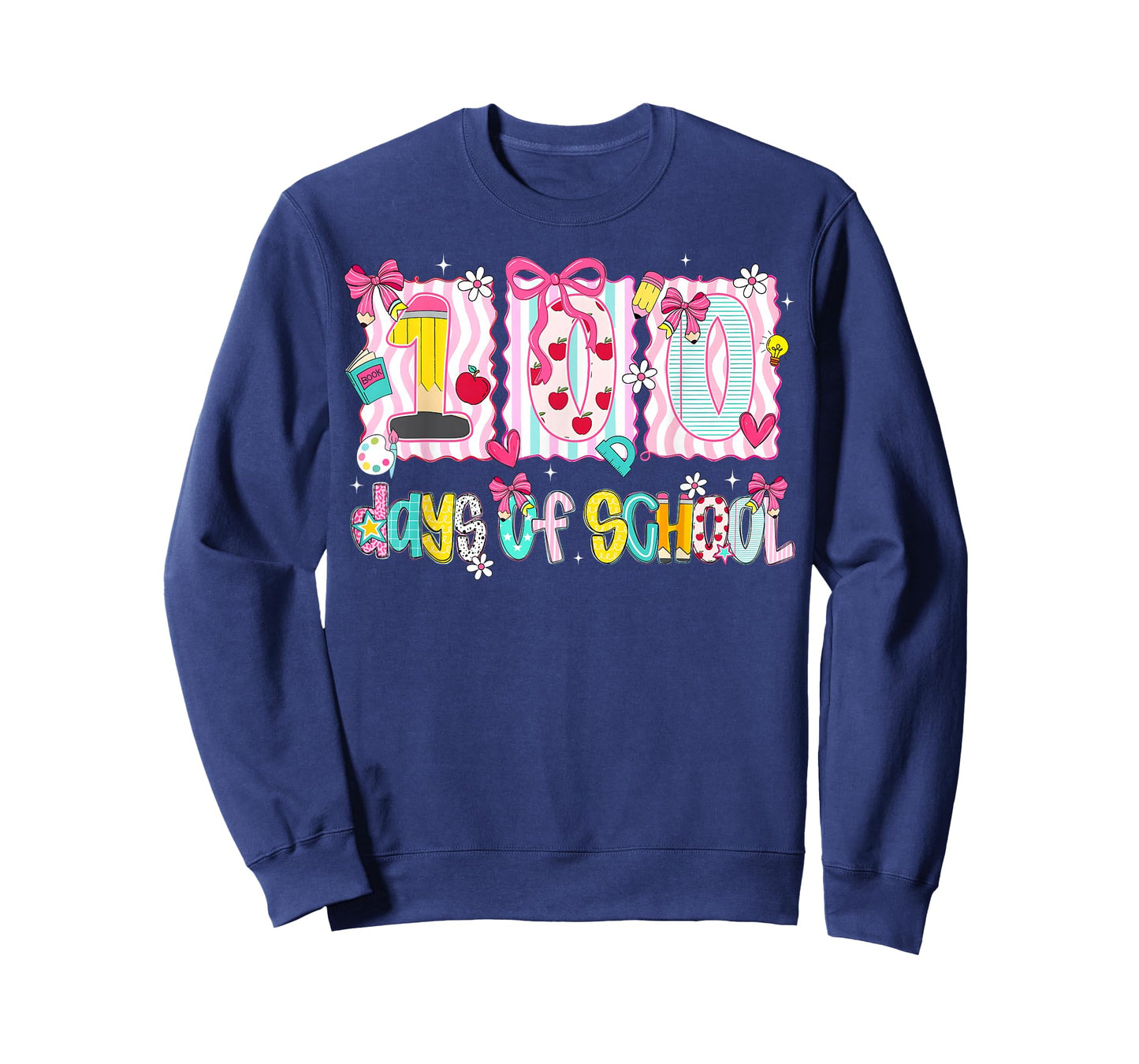 Preppy 100 Days of School Coquette Bow Girl Women Teacher T-Shirt