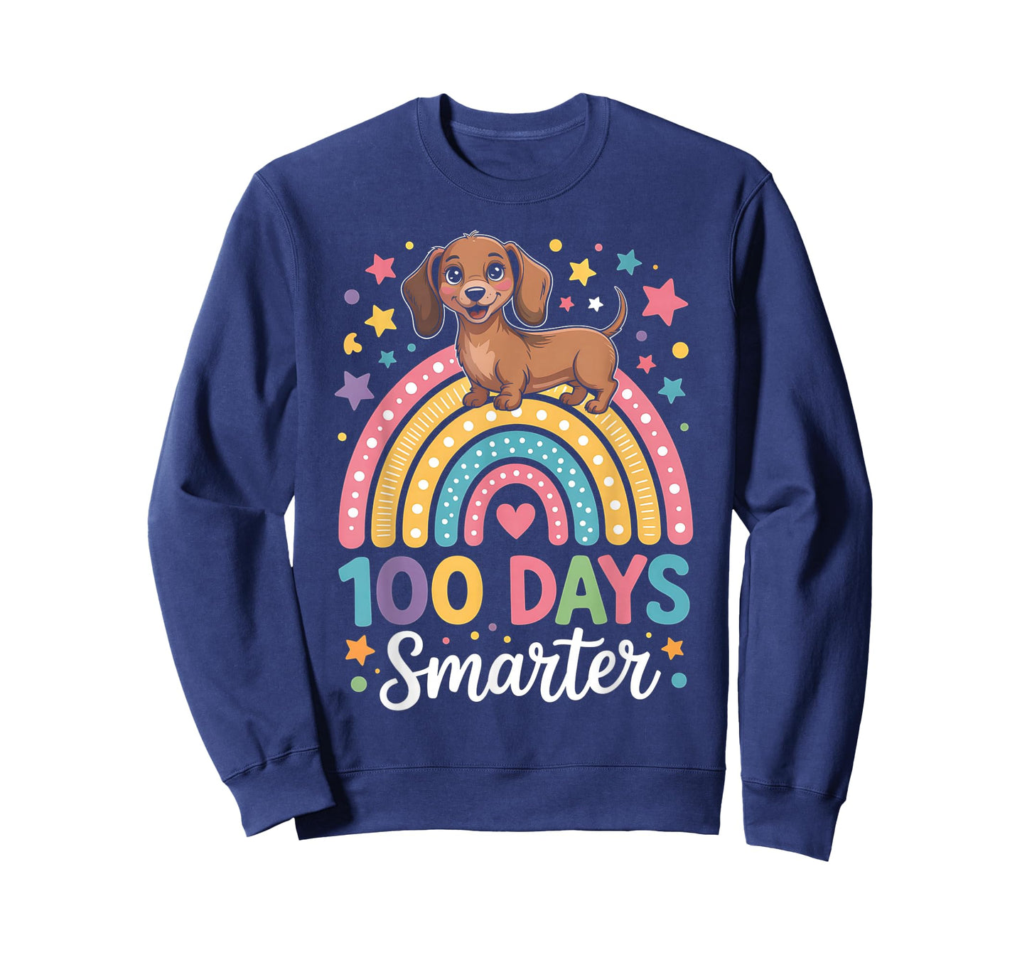 100 Days Smarter Dachshund Dog Rainbow 100th Day of School T-Shirt