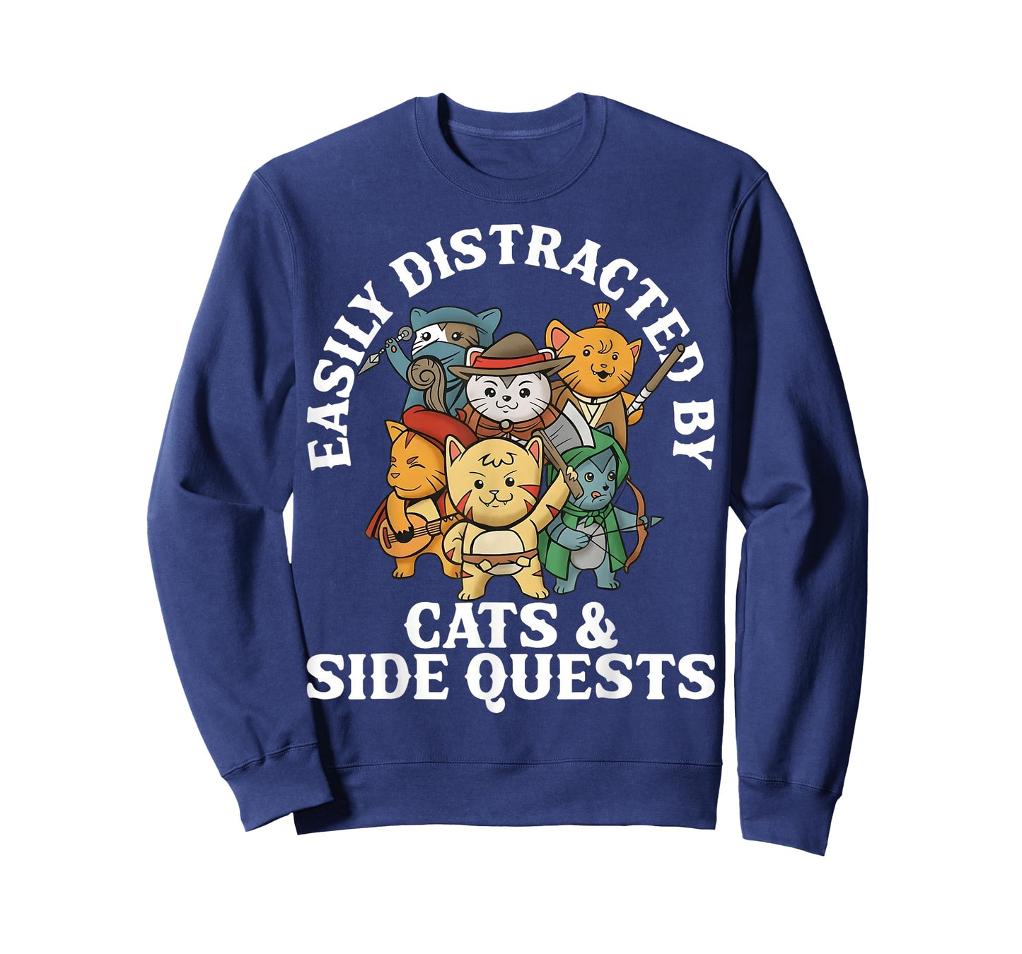Easily Distracted by Cats and Side Quests for Men Women Kids T-Shirt