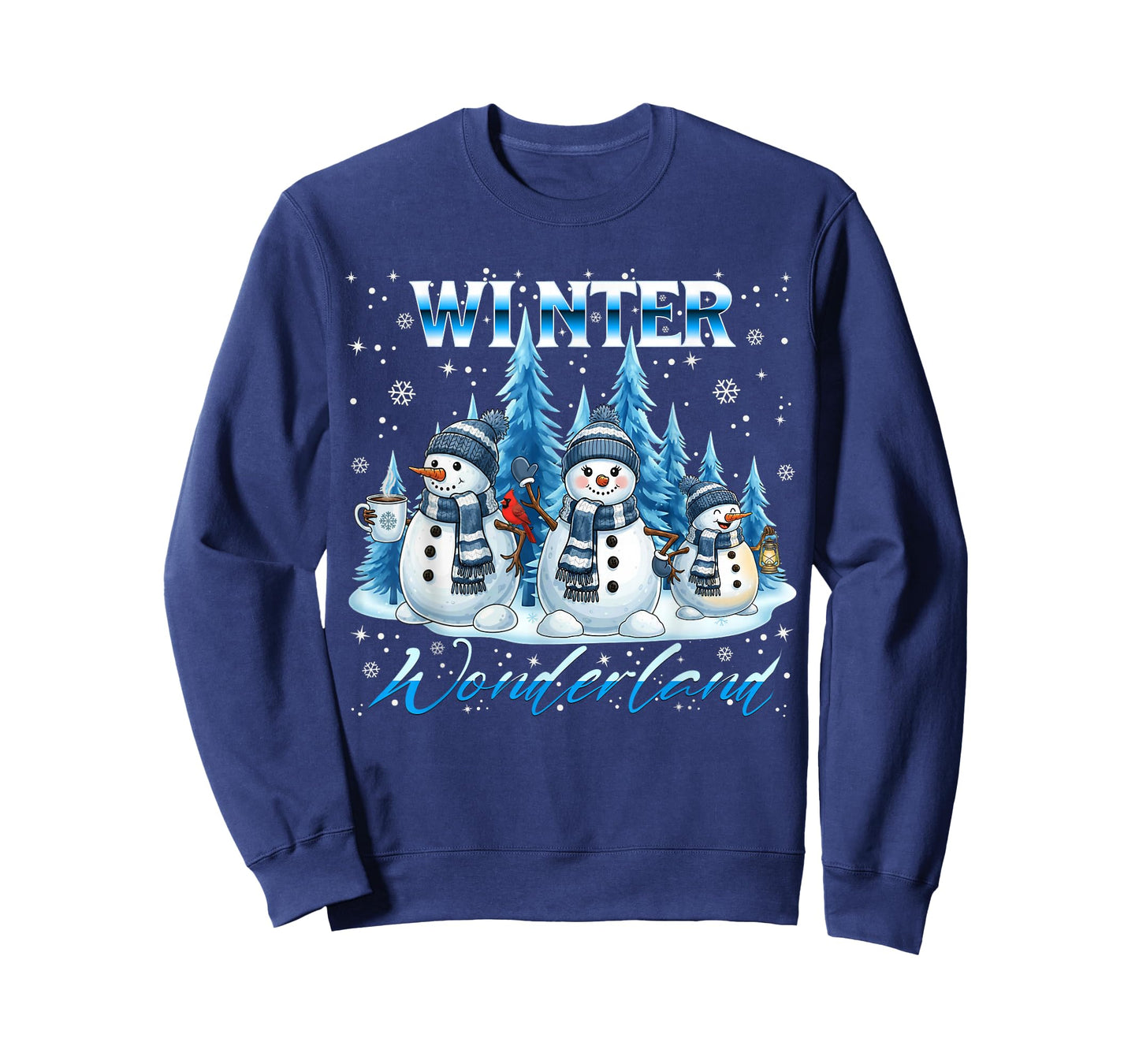 Winter Wonderland Snowman Family Snowflake Cozy Winter Scene T-Shirt