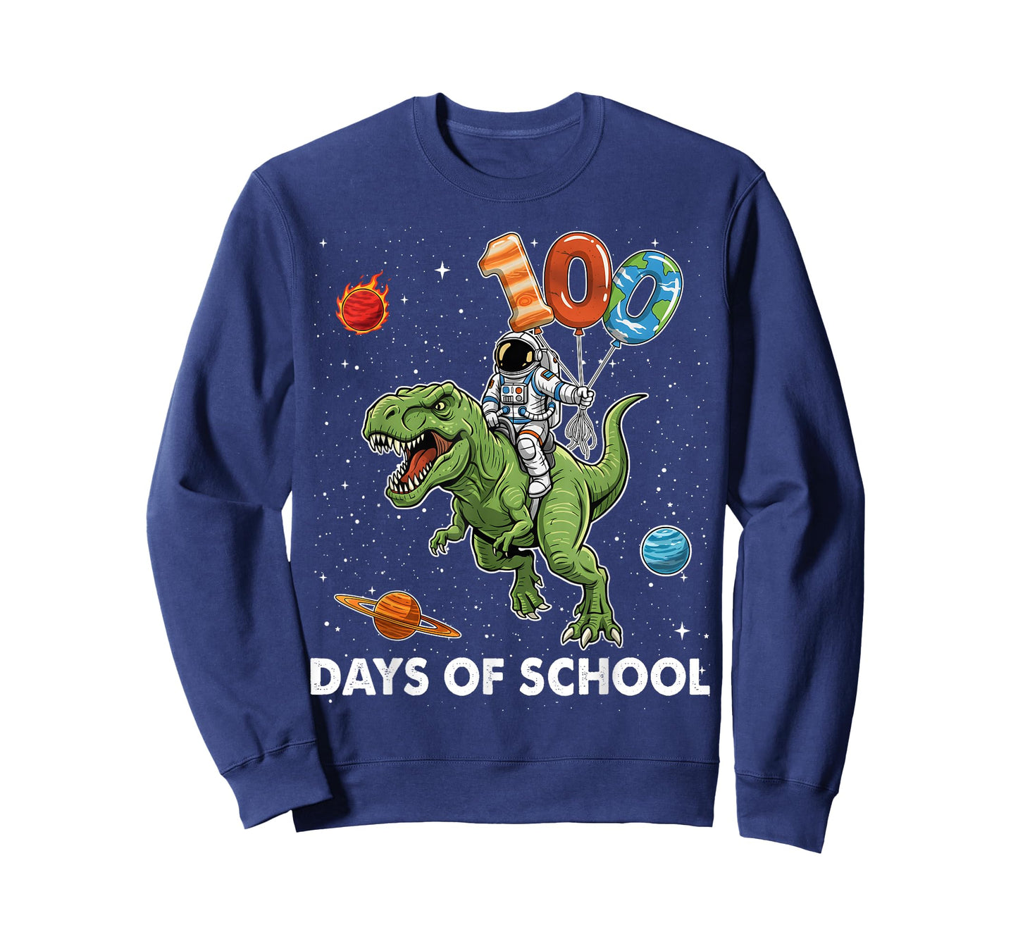 100 Days of School Astronaut T-Rex 100th Day of School Boys T-Shirt