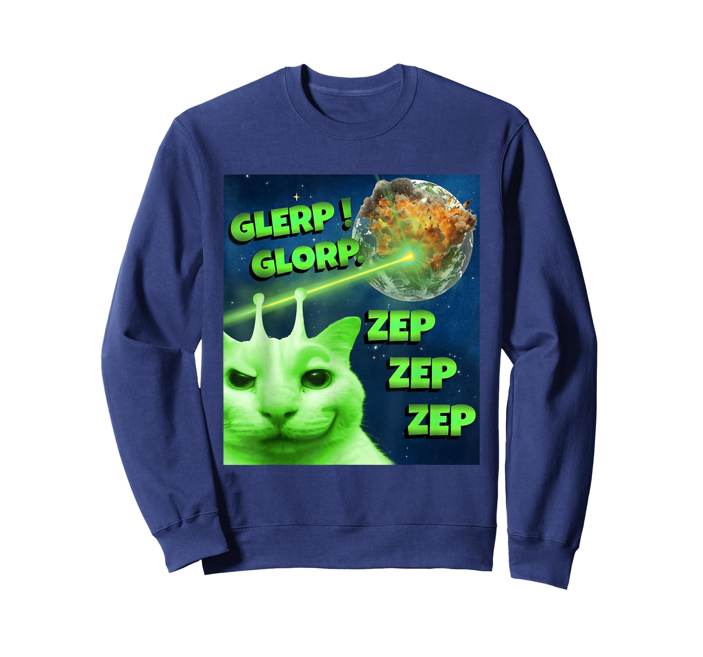 Glerp Glorp Funny Alien Cat Brainrot Gen Z Alpha Slang Meme T-Shirt