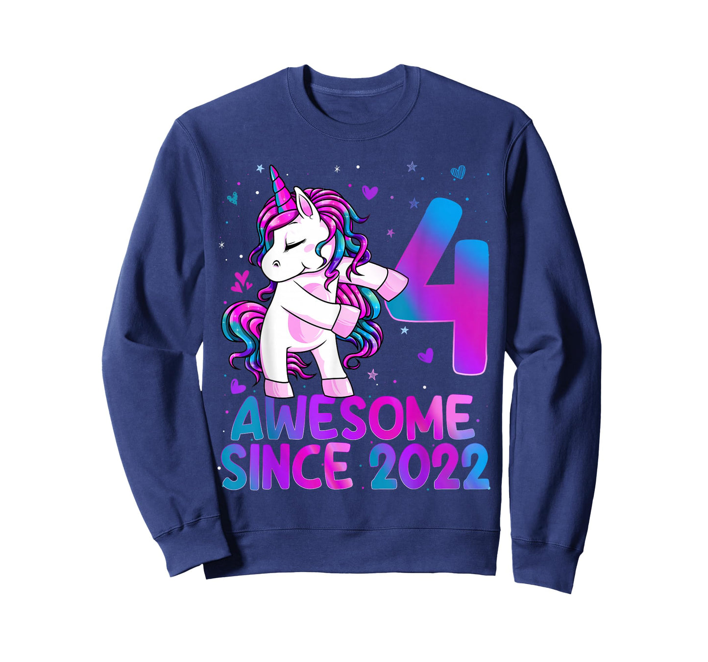 4 Year Old Girl Awesome Since 2022 Unicorn 4th Birthday Girl T-Shirt