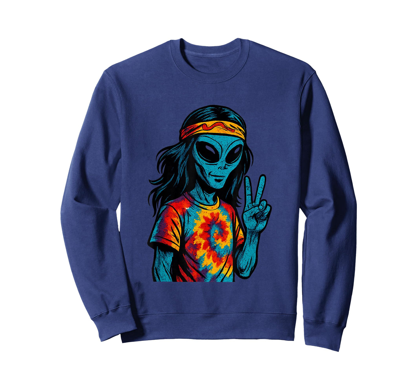 Hippie Alien Tie-Dye Design T-Shirt