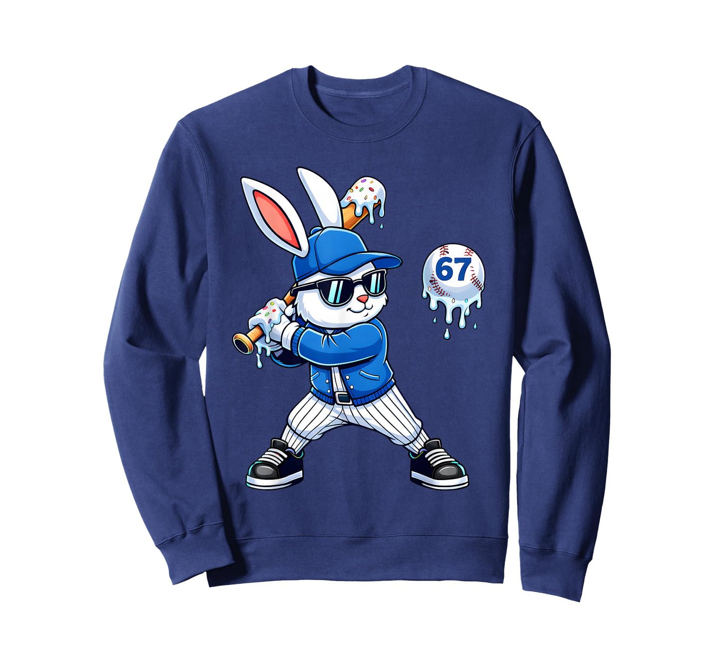 Funny Dripping Drip Baseball Rabbit Bunny Easter Men Boy Kid T-Shirt