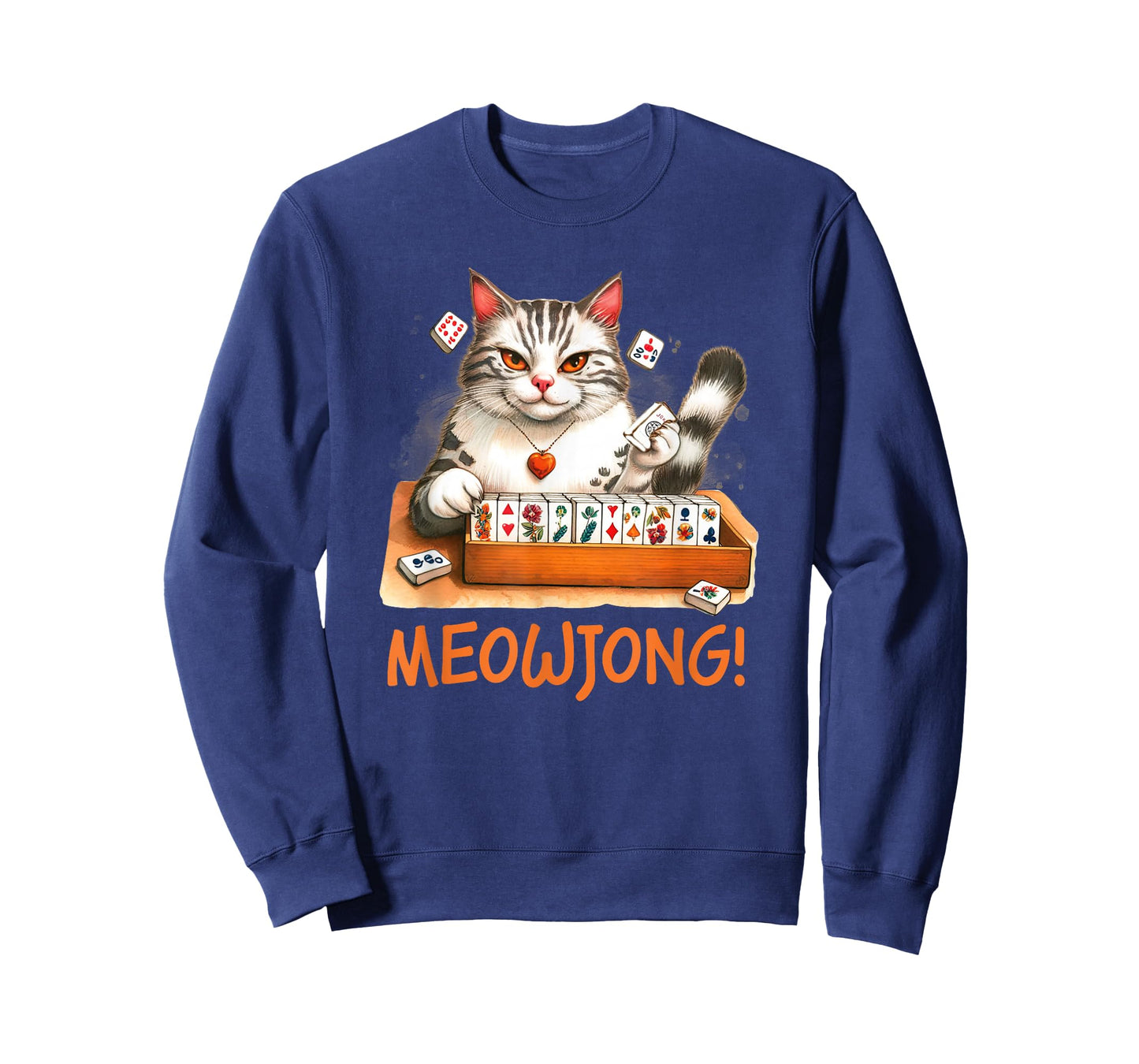 Cat Meowjong Mahjong Player Funny Cat Playing Chinese Game T-Shirt
