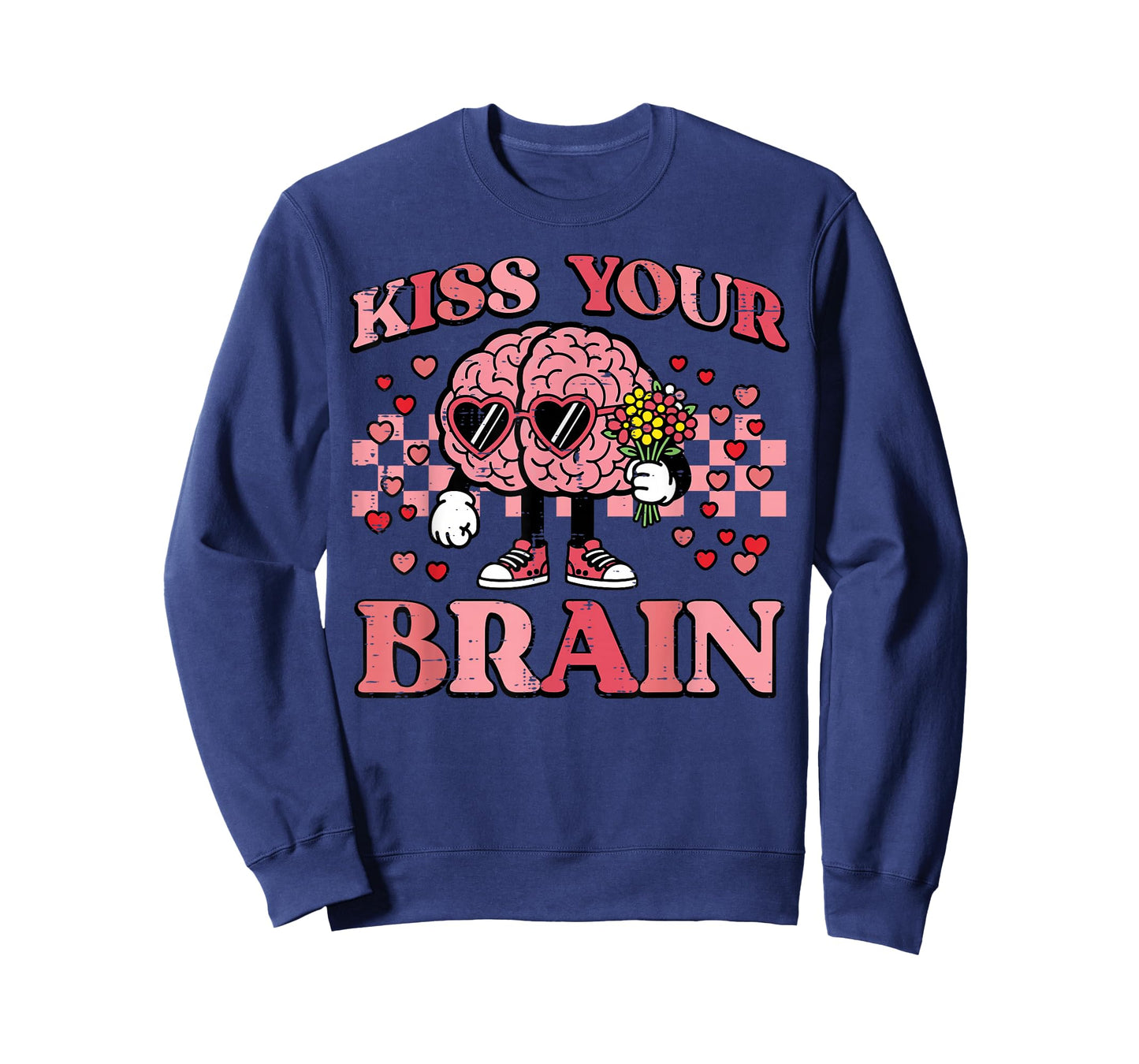 Valentines Day Teacher Kiss Your Brain Retro Men Women Kids T-Shirt