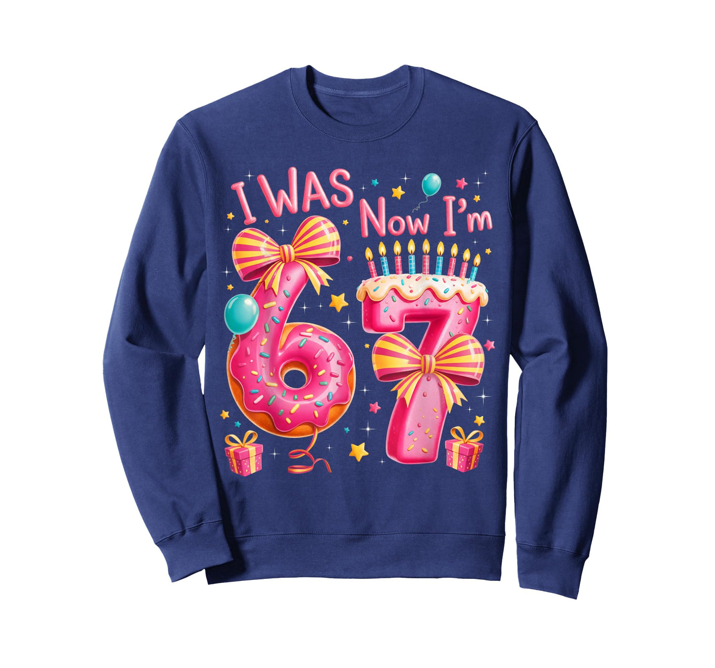 7th Birthday Girl I was 6 Now I'm 7 Year Old Girl Birthday T-Shirt