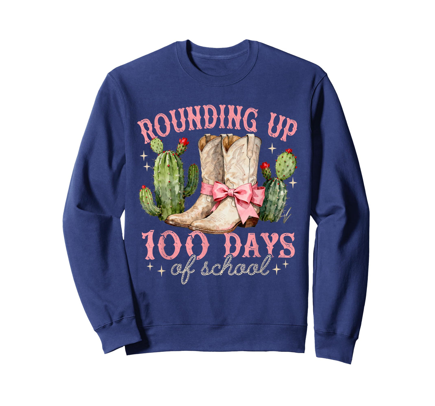Rounding Up-100 Days of School Coquette Bow Cowgirl Boots T-Shirt