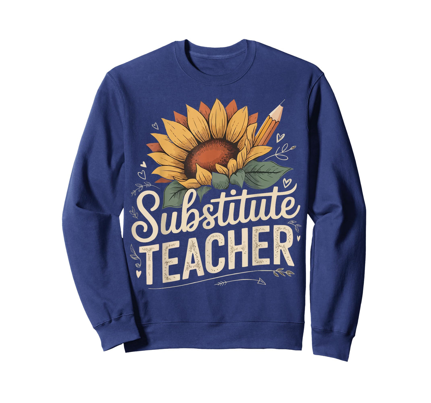 Funny Substitute Teacher Flower and Pencil T-Shirt
