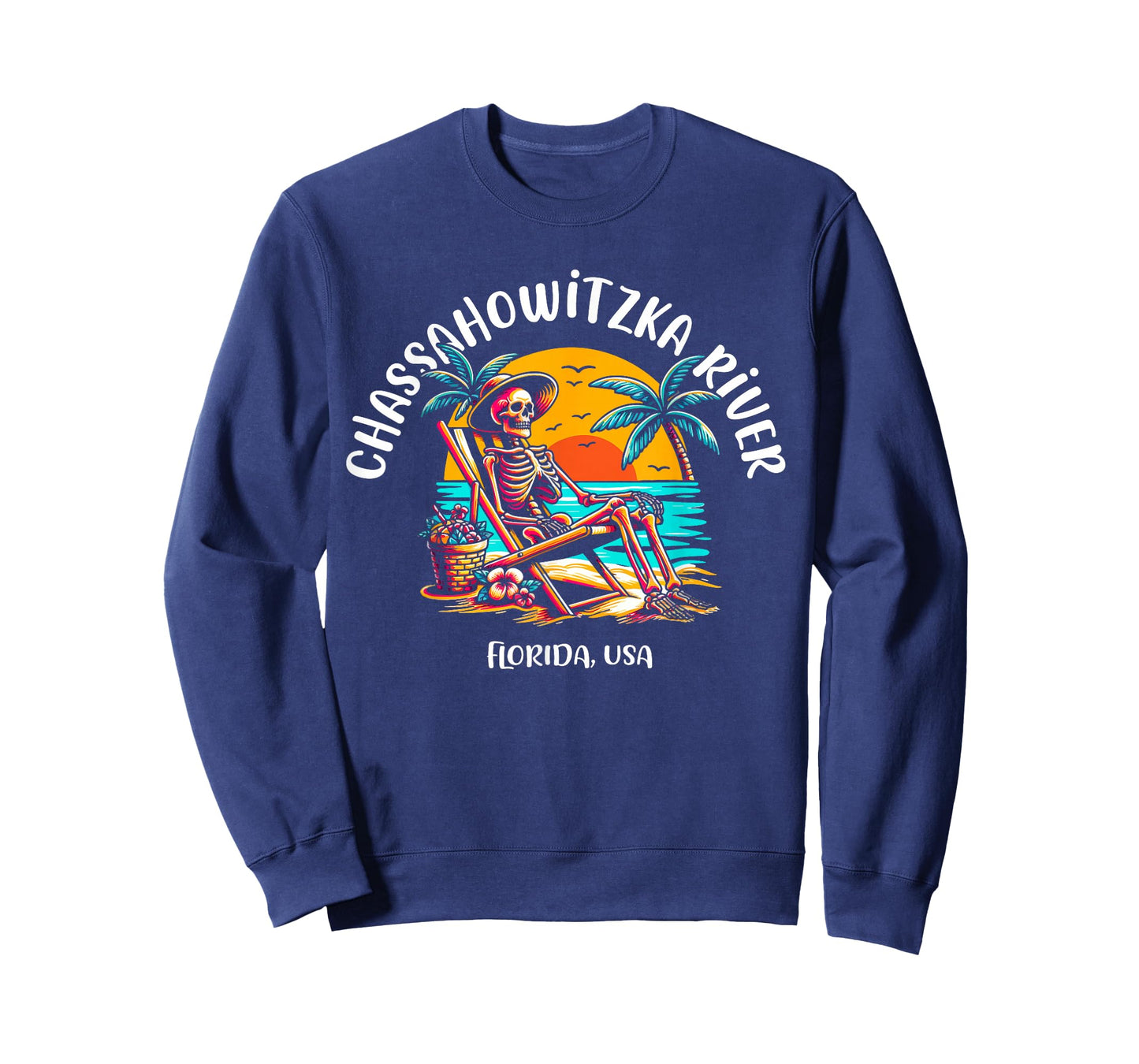 Chassahowitzka River Florida Fun Skeleton in The Sun Design T-Shirt