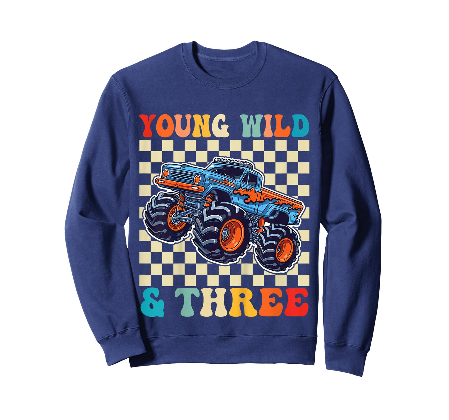 3rd Birthday Monster Truck Young Wild and Three 3 Year Old T-Shirt