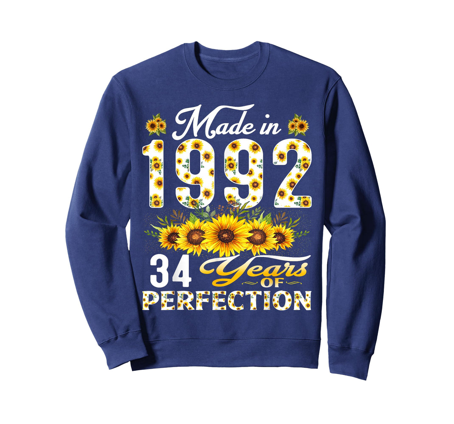 34 Year Old Made in 1992 Sunflower 34th Birthday Women T-Shirt