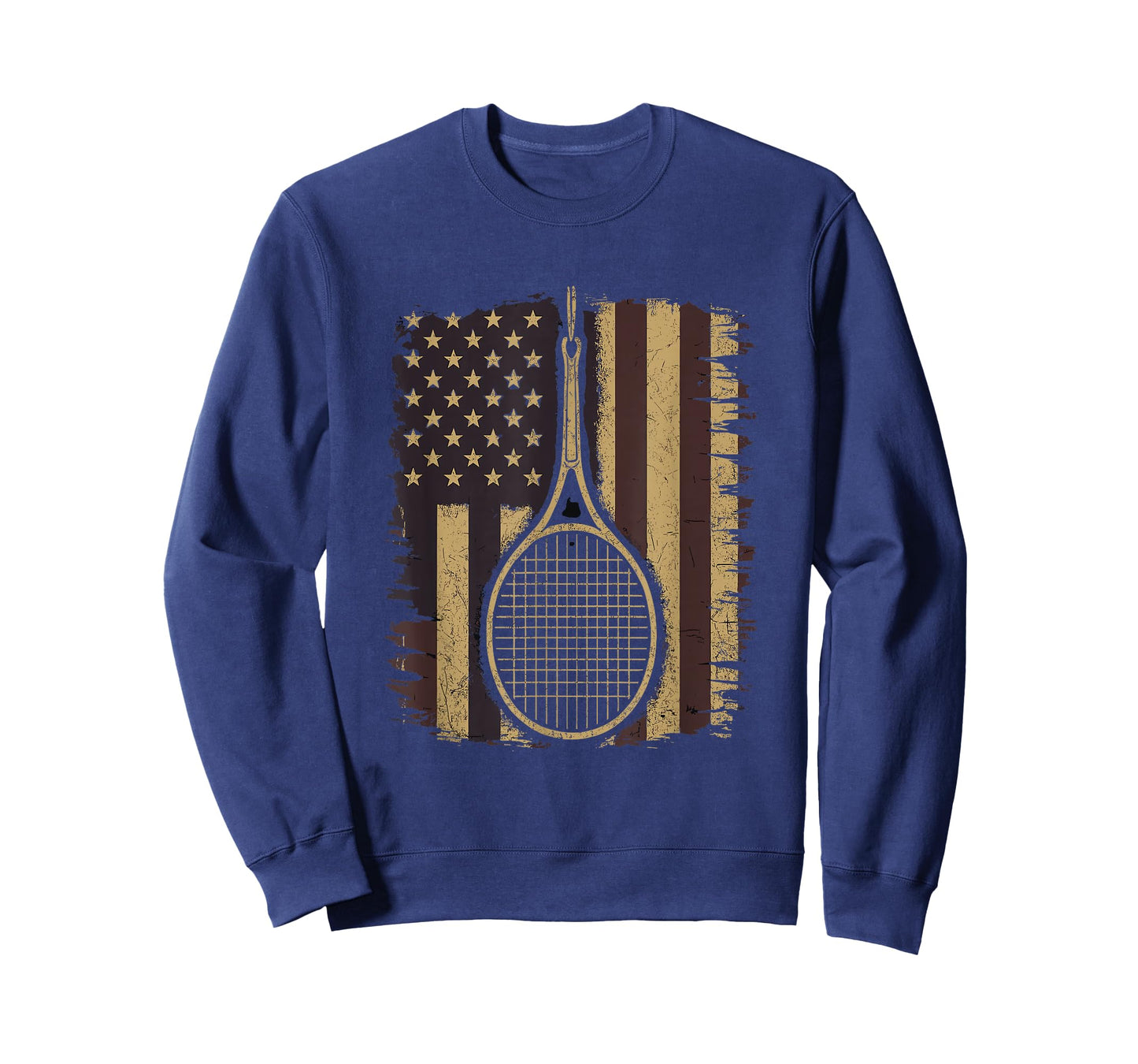 Tennis Racket USA Flag Vintage Patriotic Tee Boys Girls T-Shirt