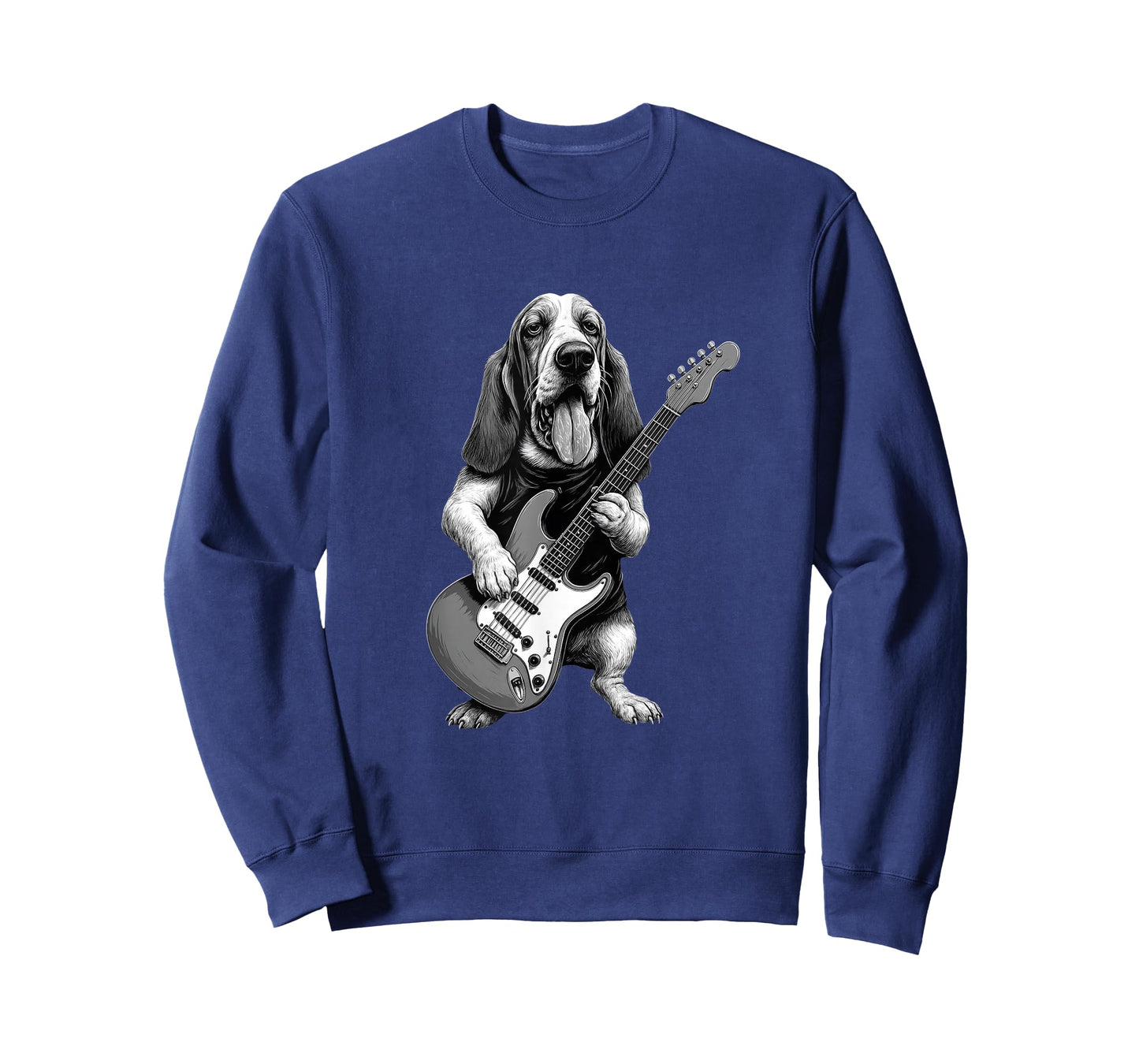 Basset Hound Playing Guitar Funny Basset Hound Dog Lover T-Shirt