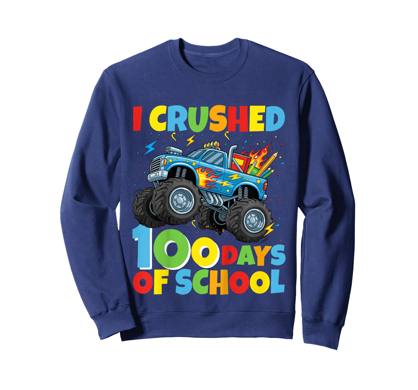 Kids I Crushed 100 Days of School Monster Truck 100 Days Smarter T-Shirt