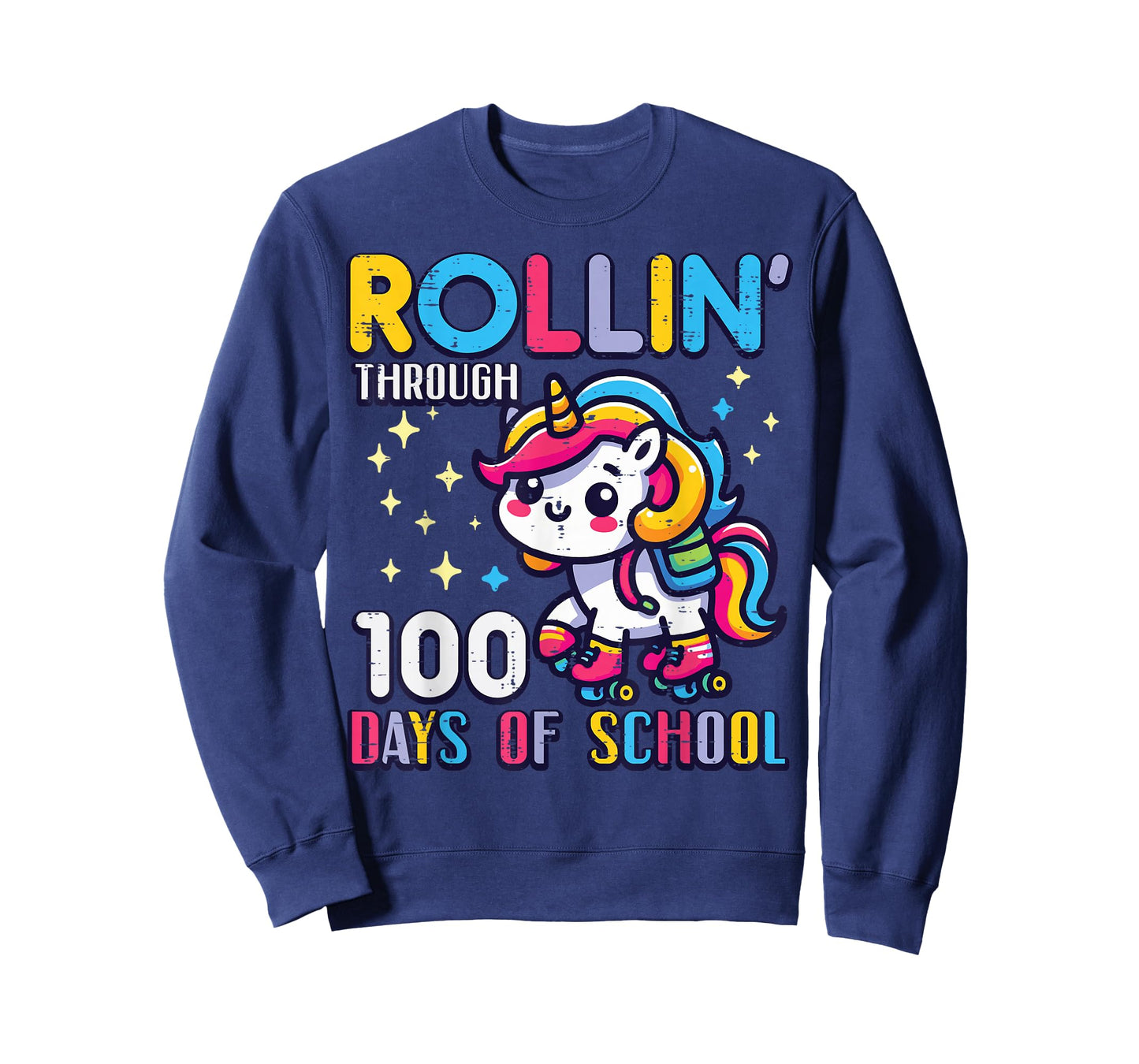 Rollin Through 100 Days of School Unicorn 100th Day Girls T-Shirt