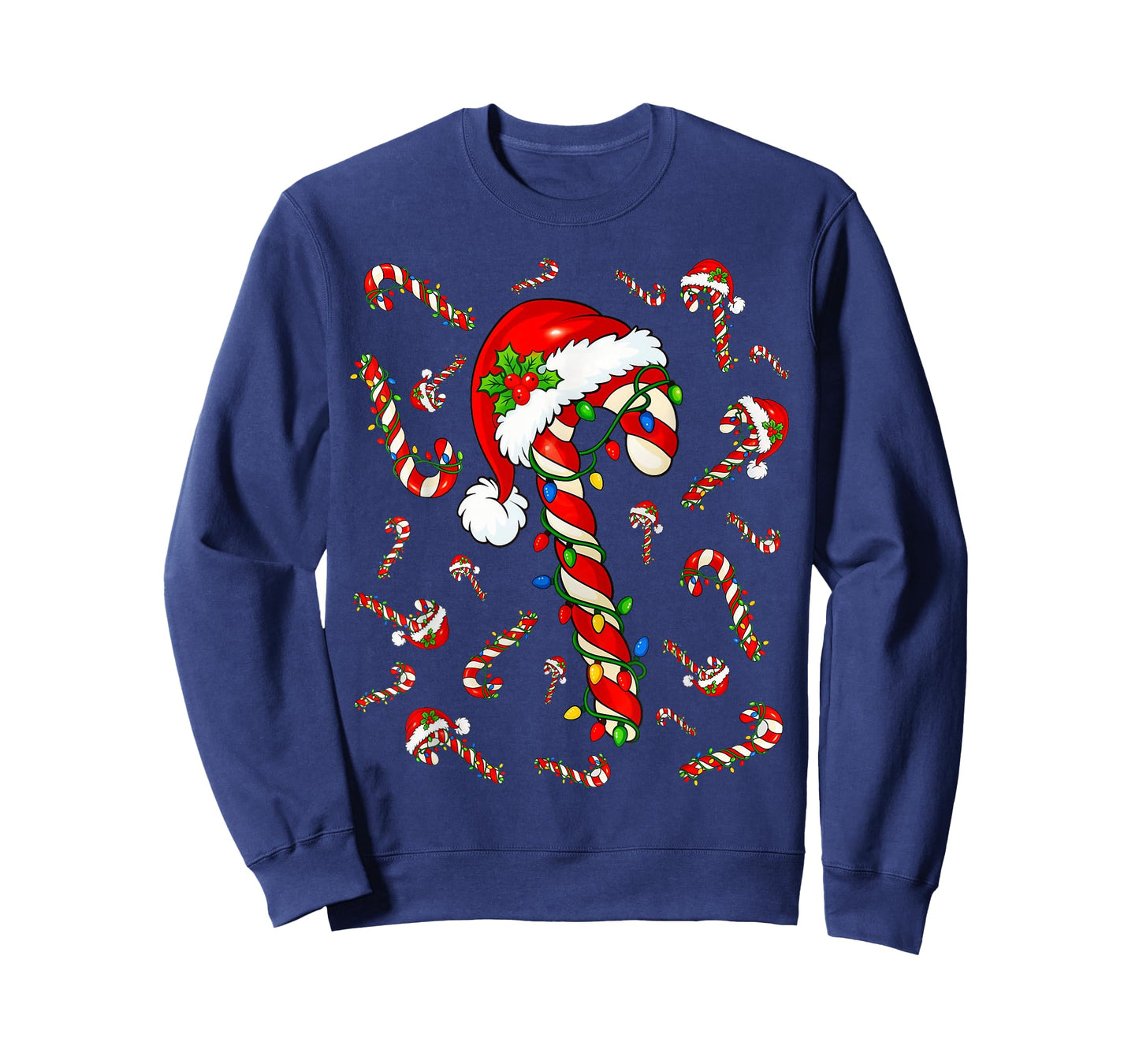 Red and White Candy Cane Santa Christmas Xmas Lights T-Shirt