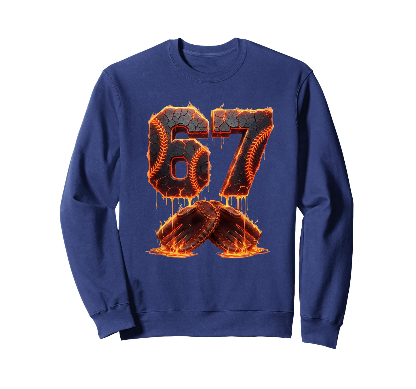 Funny 6 7 Baseball Cracked 67 Glowing Lava Dripping Lover T-Shirt