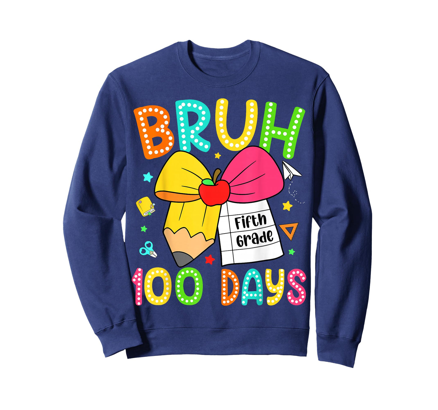 Bruh 100 Days of School 100th Day of 5th Grade Bow Girls Kid T-Shirt