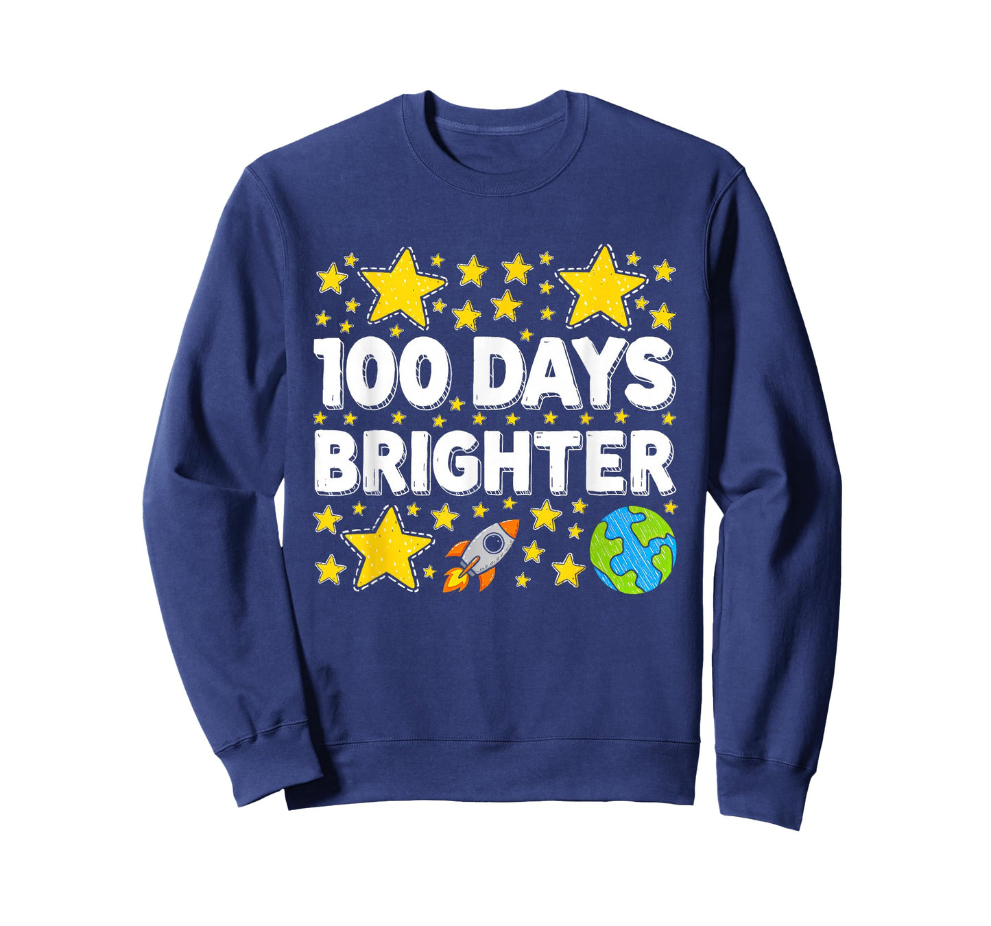 100 Days Brighter Rocket Stars 100th Day of School Boys Kids T-Shirt