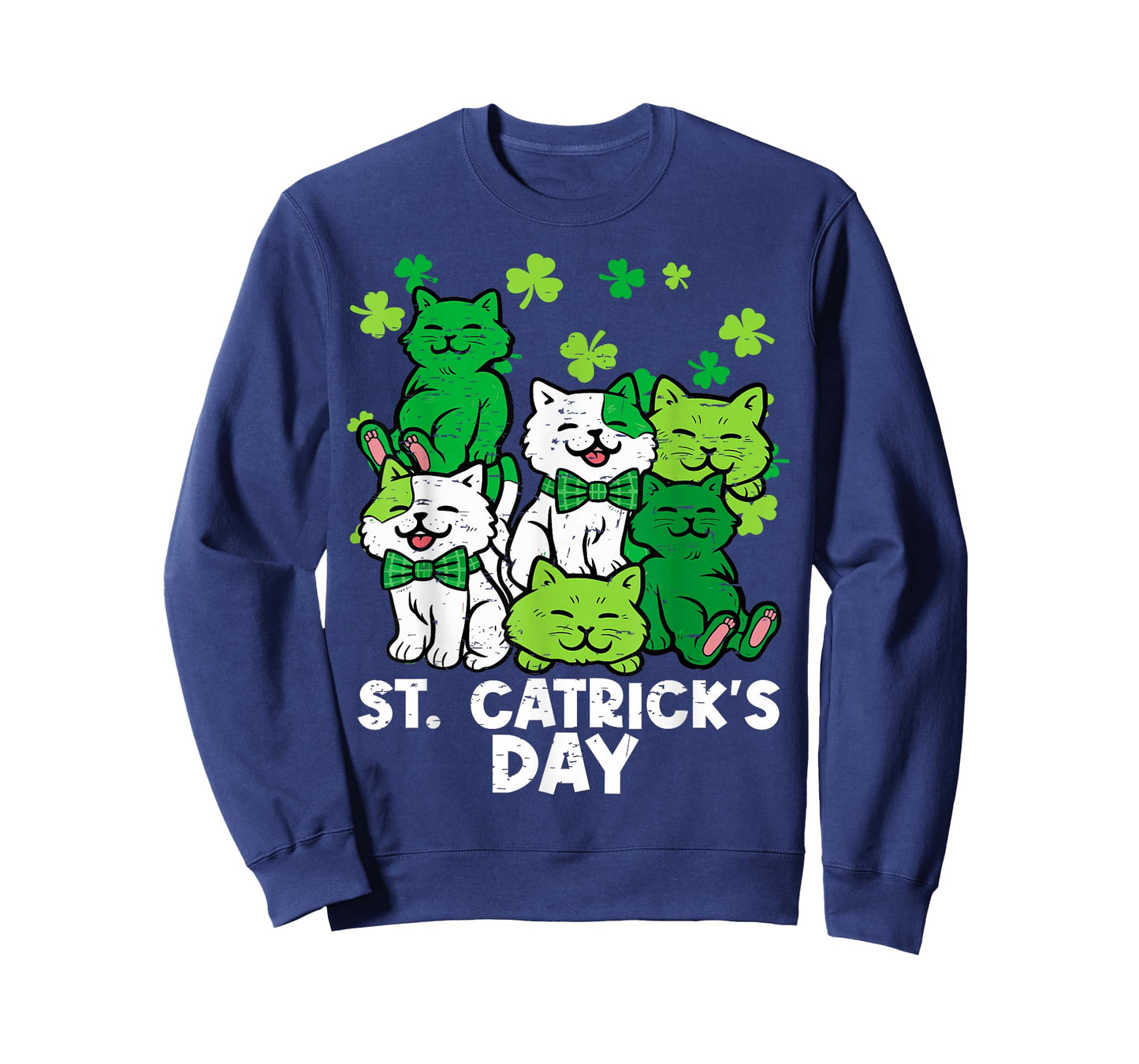 St Patricks Catricks Day Irish Cats Shamrock Women Men Kids T-Shirt