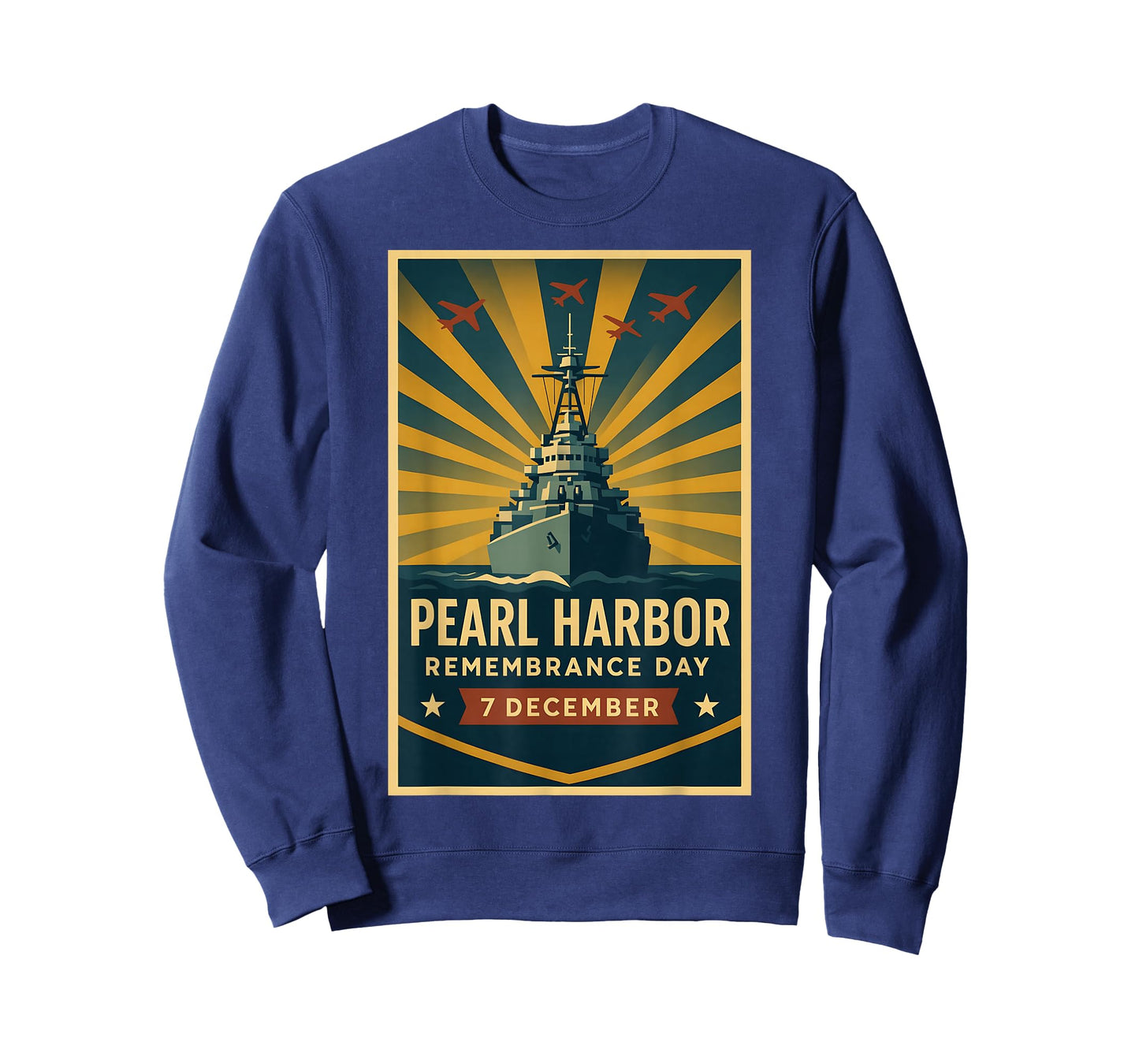 Pearl Harbor Remembrance Day Retro Naval Memorial Artwork T-Shirt